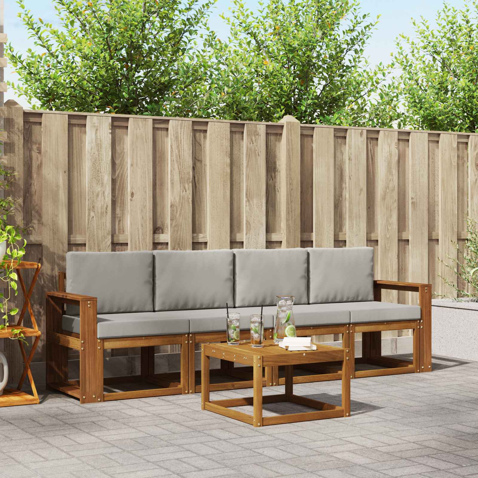 vidaXL Buiten bankenset 5 pcs Naturel Massief Acaciahout