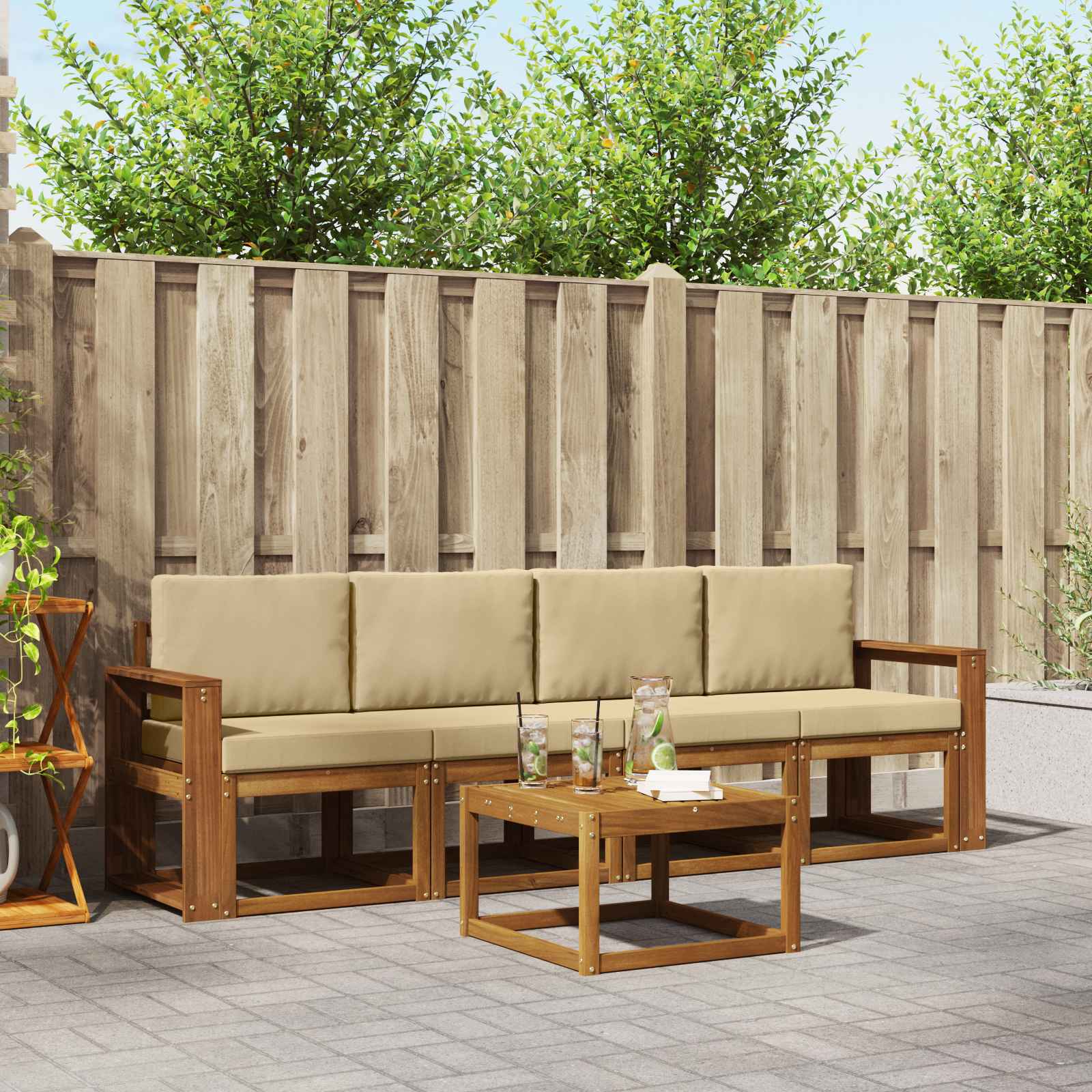 vidaXL Buiten bankenset 5 pcs Naturel Massief Acaciahout