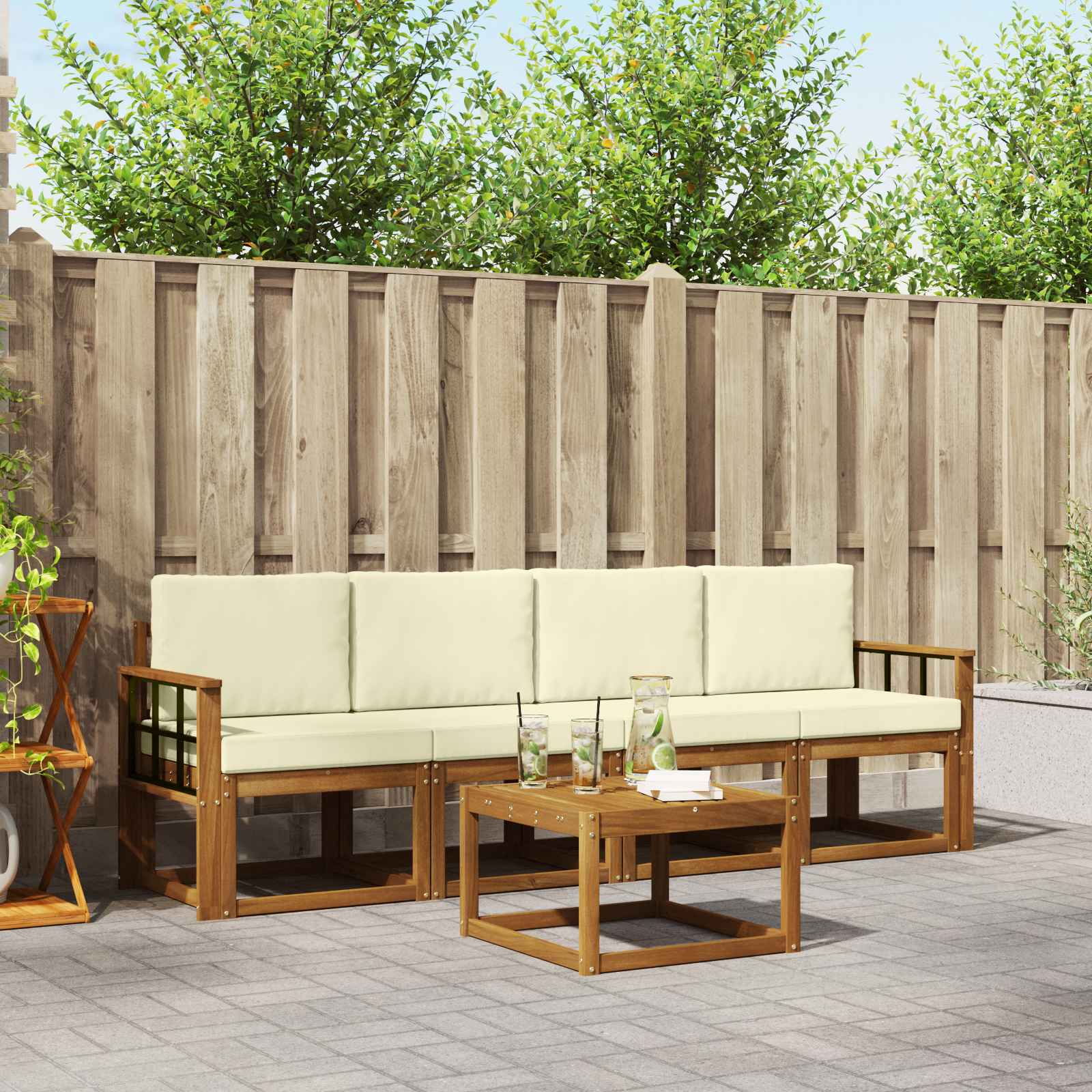vidaXL Buiten bankenset 5 pcs Naturel Massief Acaciahout