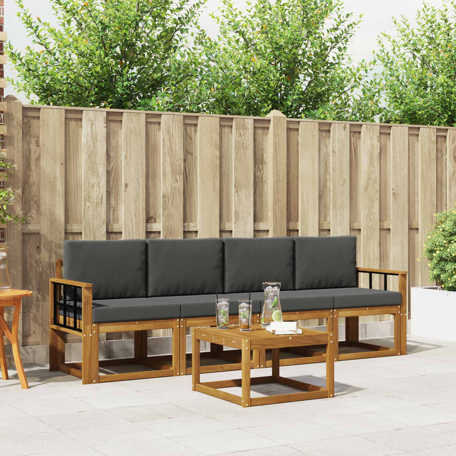 vidaXL Buiten bankenset 5 pcs Naturel Massief Acaciahout