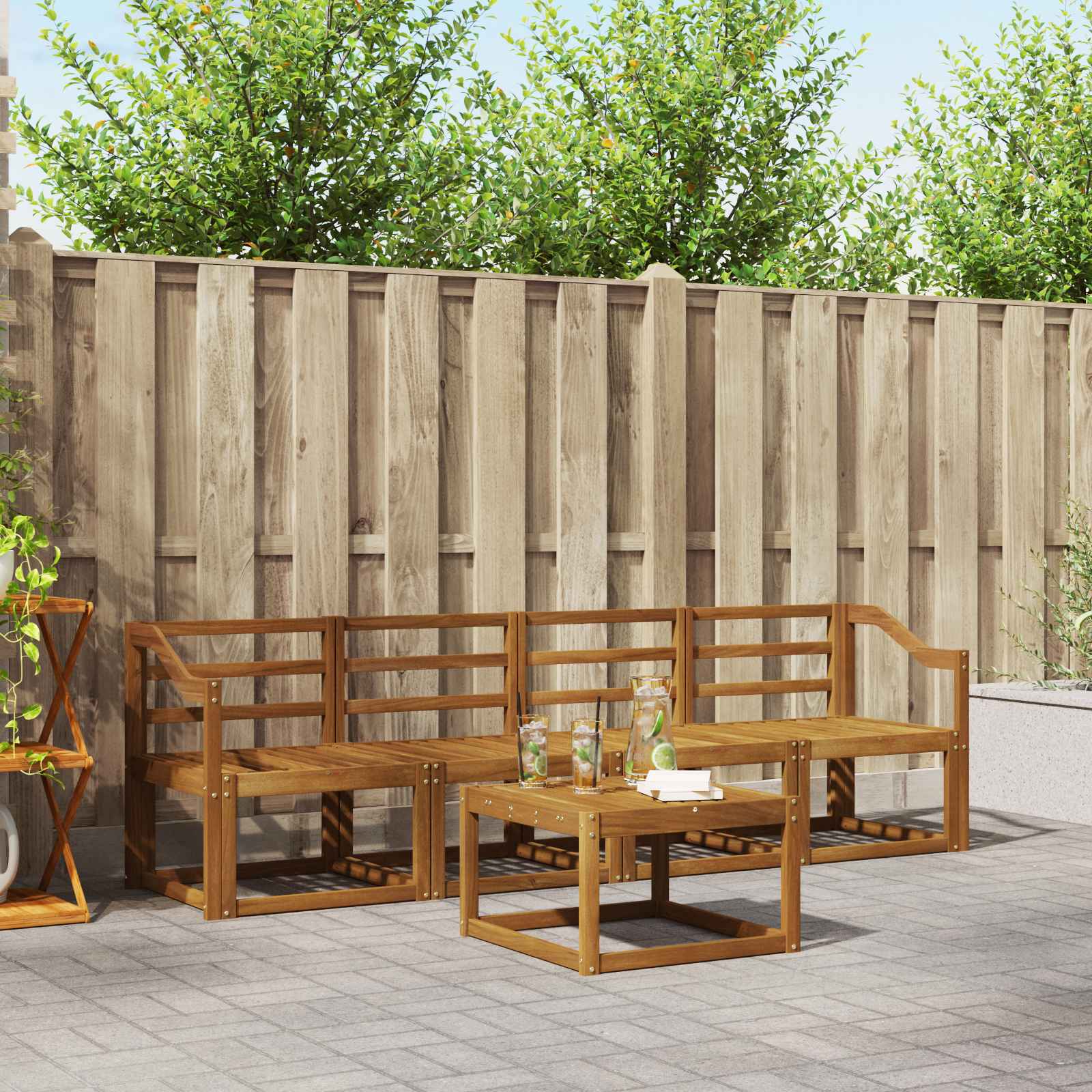 vidaXL Buiten bankenset 5 pcs Naturel Massief Acaciahout