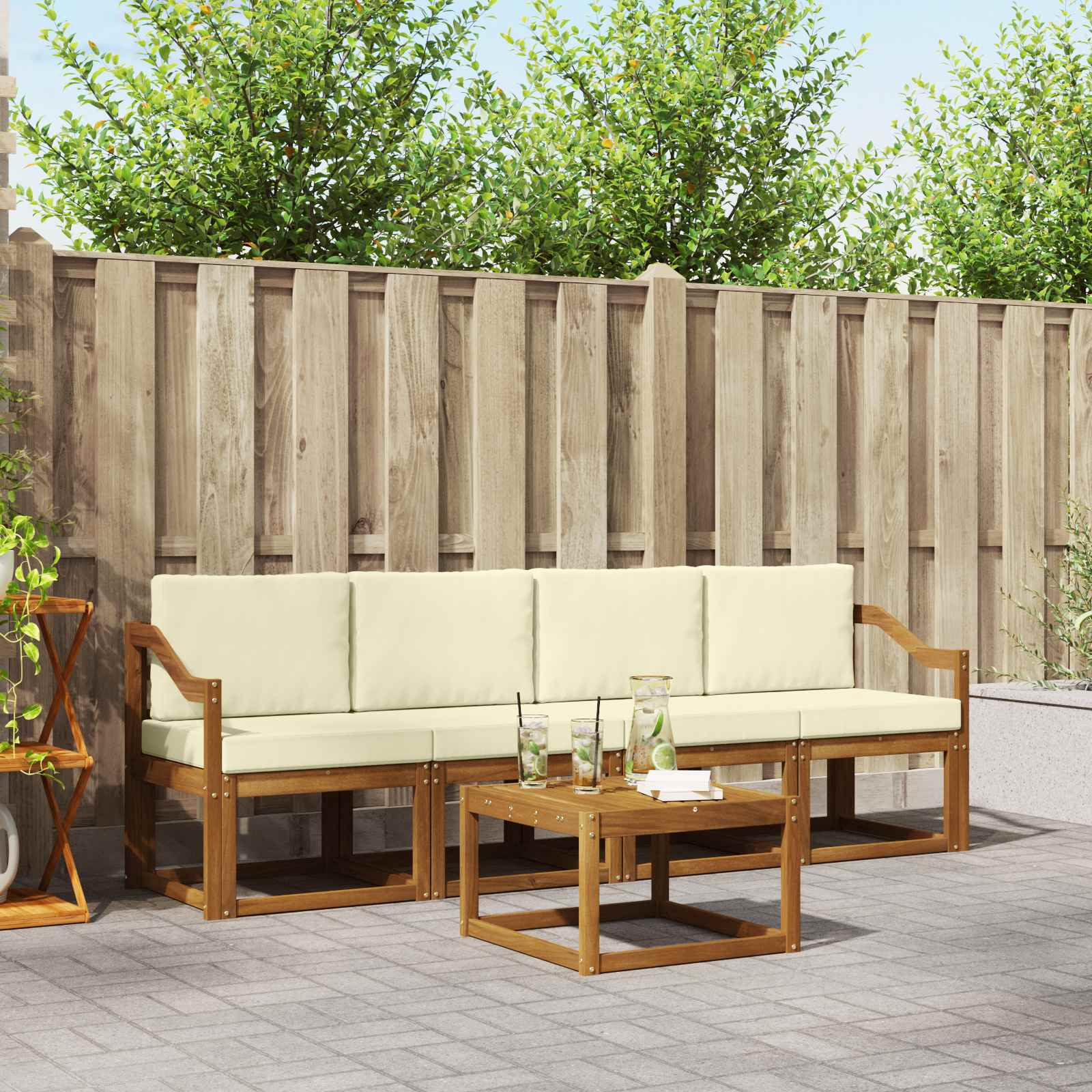 vidaXL Buiten bankenset 5 pcs Naturel Massief Acaciahout