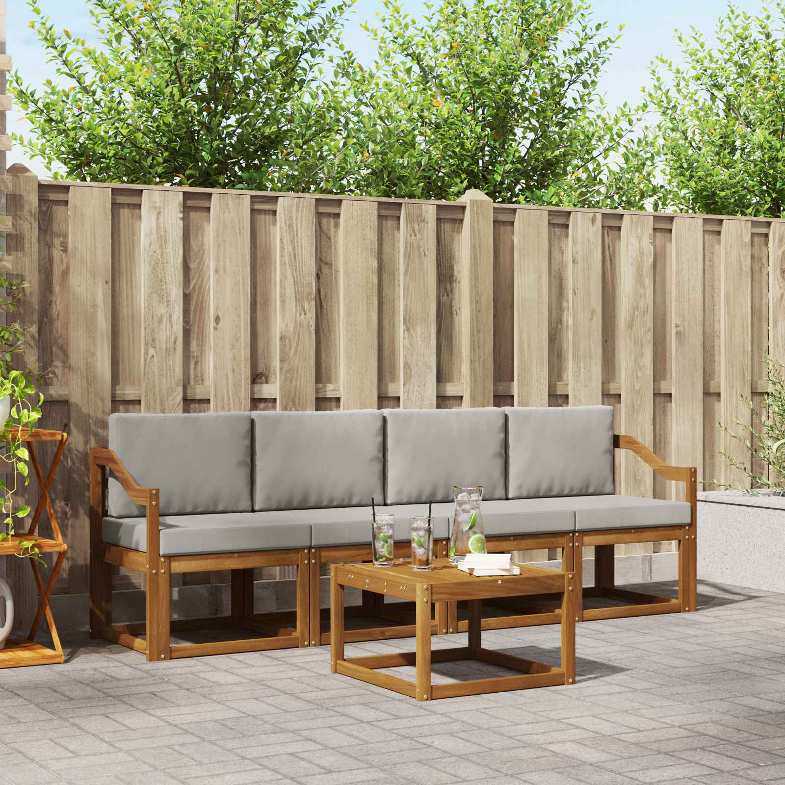 vidaXL Buiten bankenset 5 pcs Naturel Massief Acaciahout