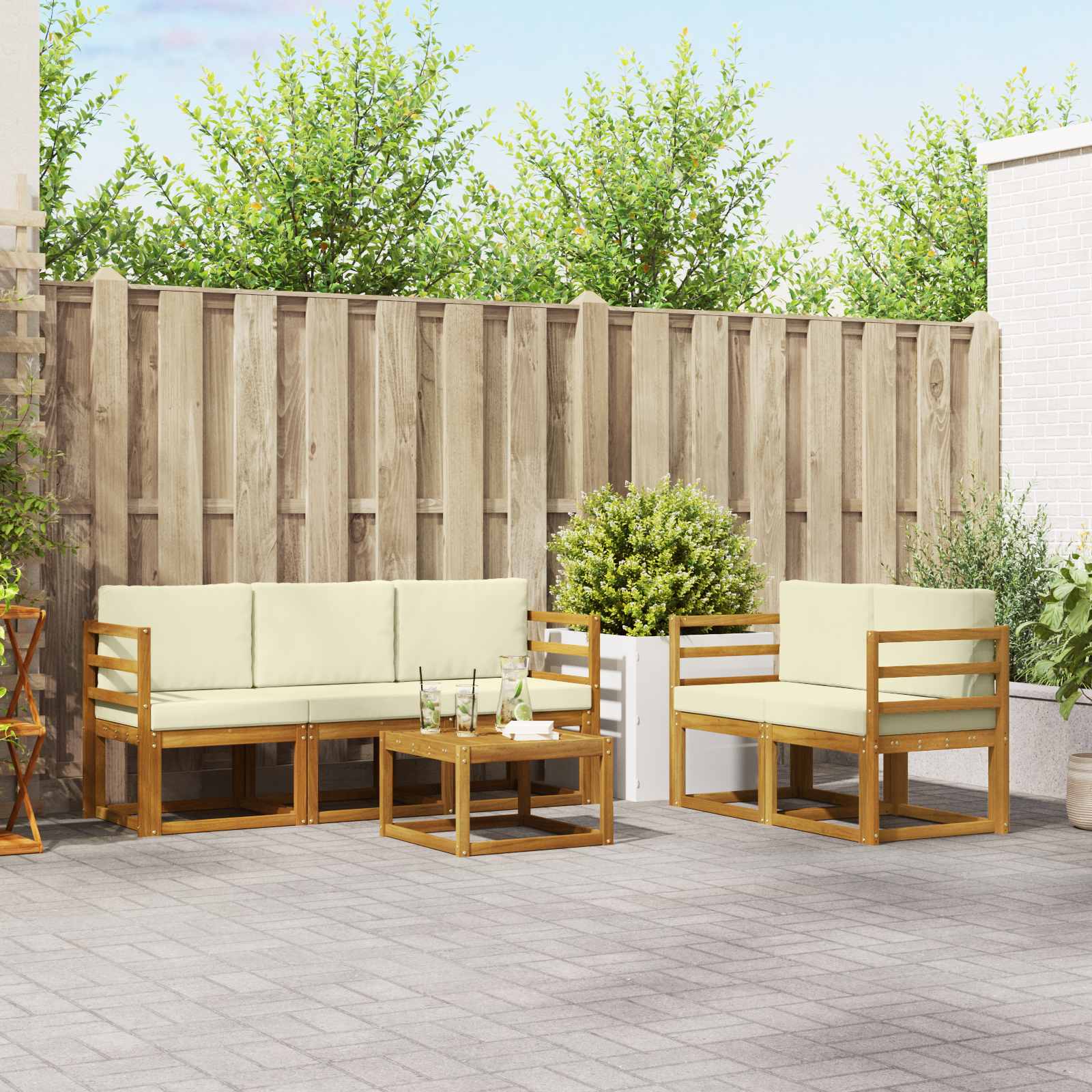 vidaXL Buiten bankenset 6 pcs Naturel Massief Acaciahout