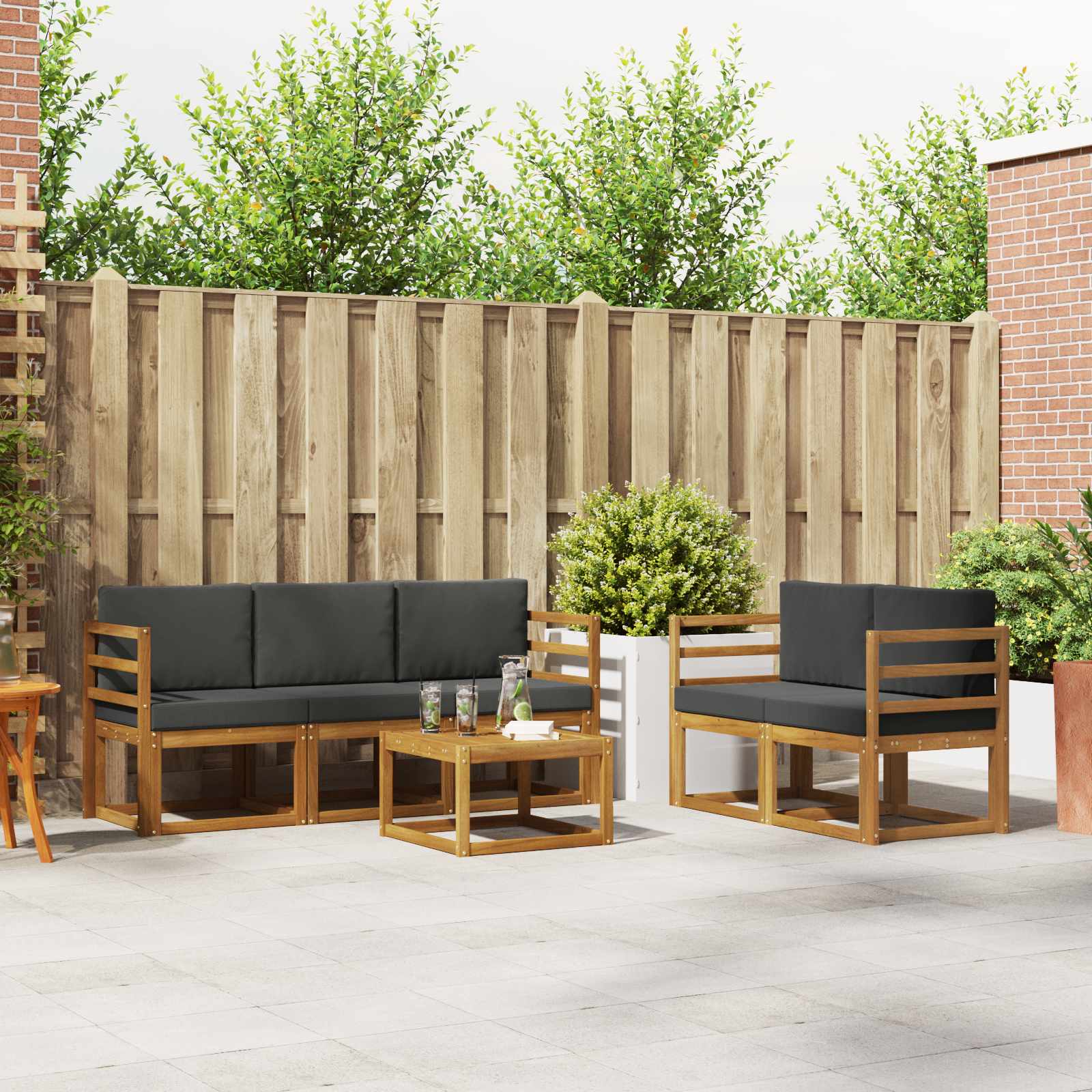 vidaXL Buiten bankenset 6 pcs Naturel Massief Acaciahout