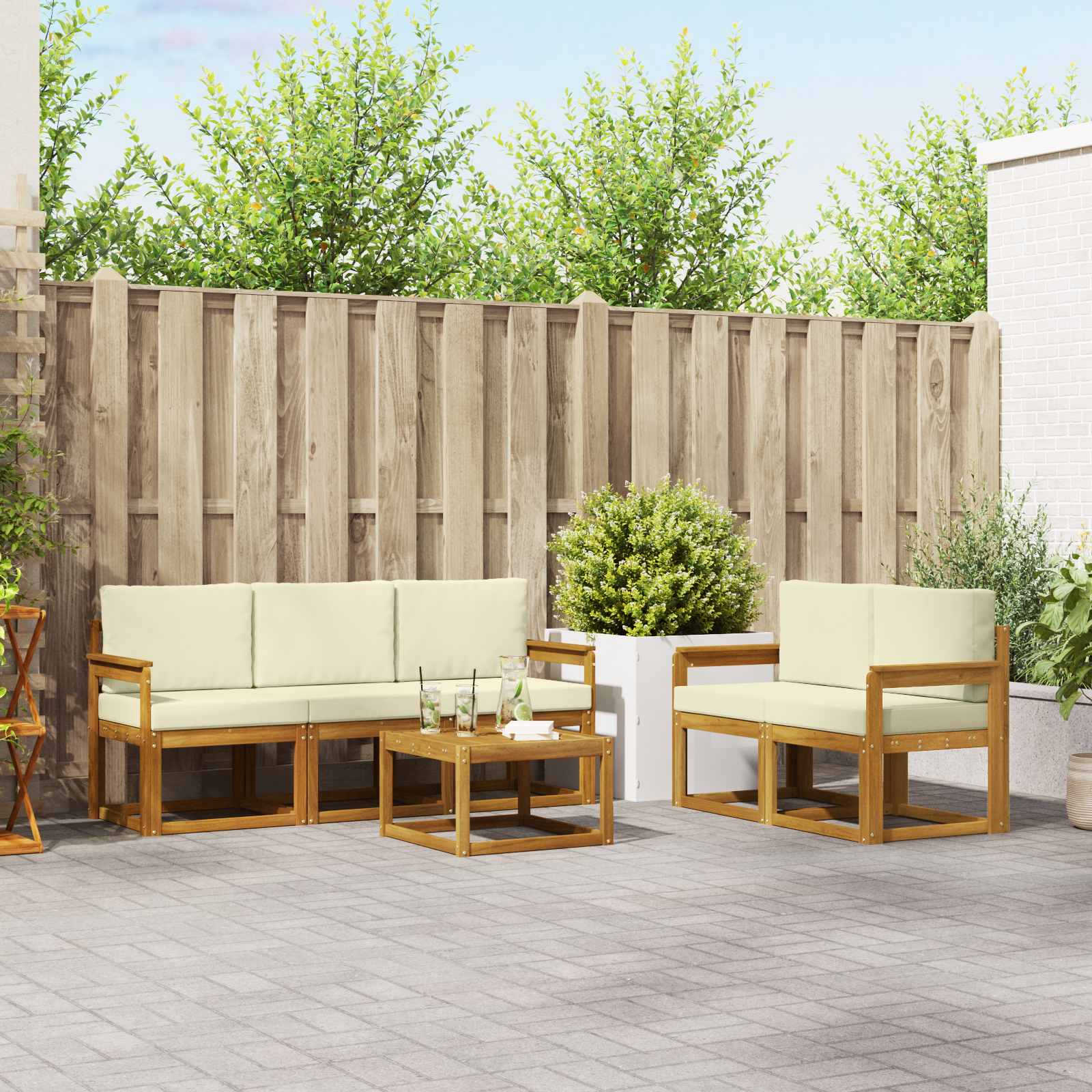vidaXL Buiten bankenset 6 pcs Naturel Massief Acaciahout