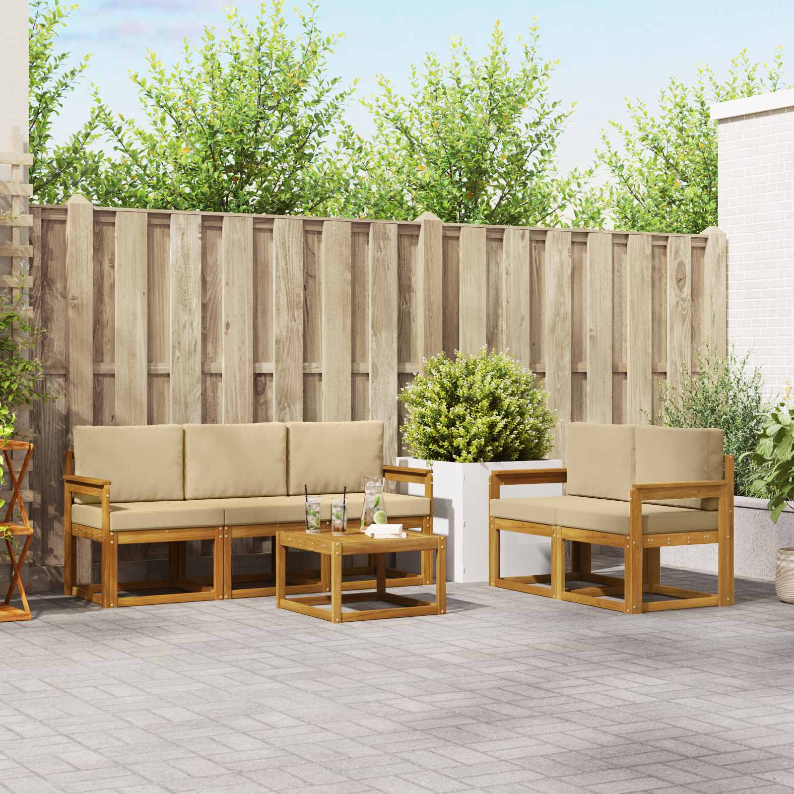vidaXL Buiten bankenset 6 pcs Naturel Massief Acaciahout