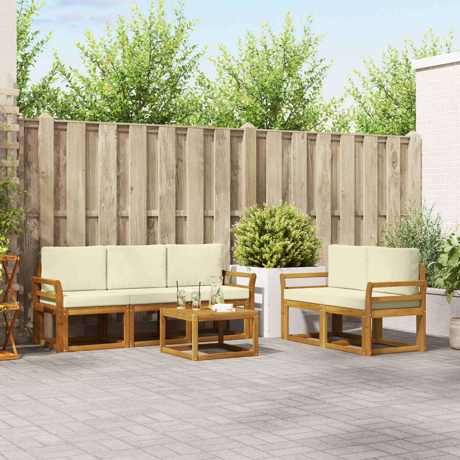 vidaXL Buiten bankenset 6 pcs Naturel Massief Acaciahout