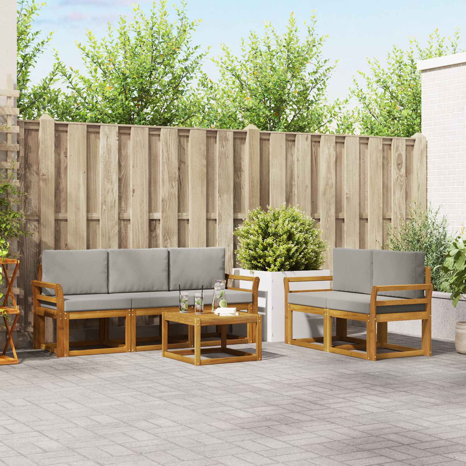 vidaXL Buiten bankenset 6 pcs Naturel Massief Acaciahout