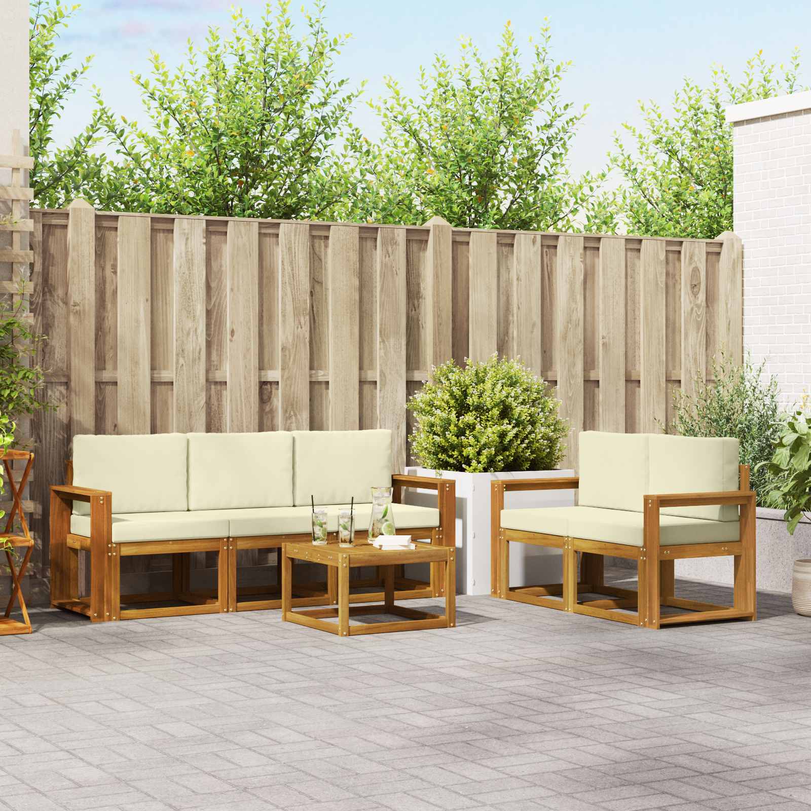 vidaXL Buiten bankenset 6 pcs Naturel Massief Acaciahout
