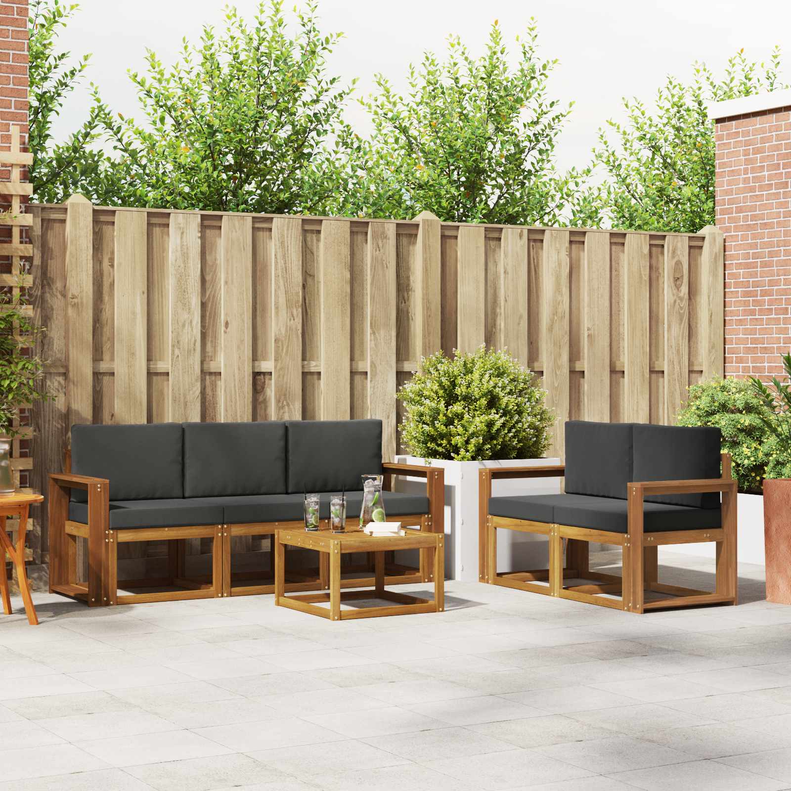 vidaXL Buiten bankenset 6 pcs Naturel Massief Acaciahout