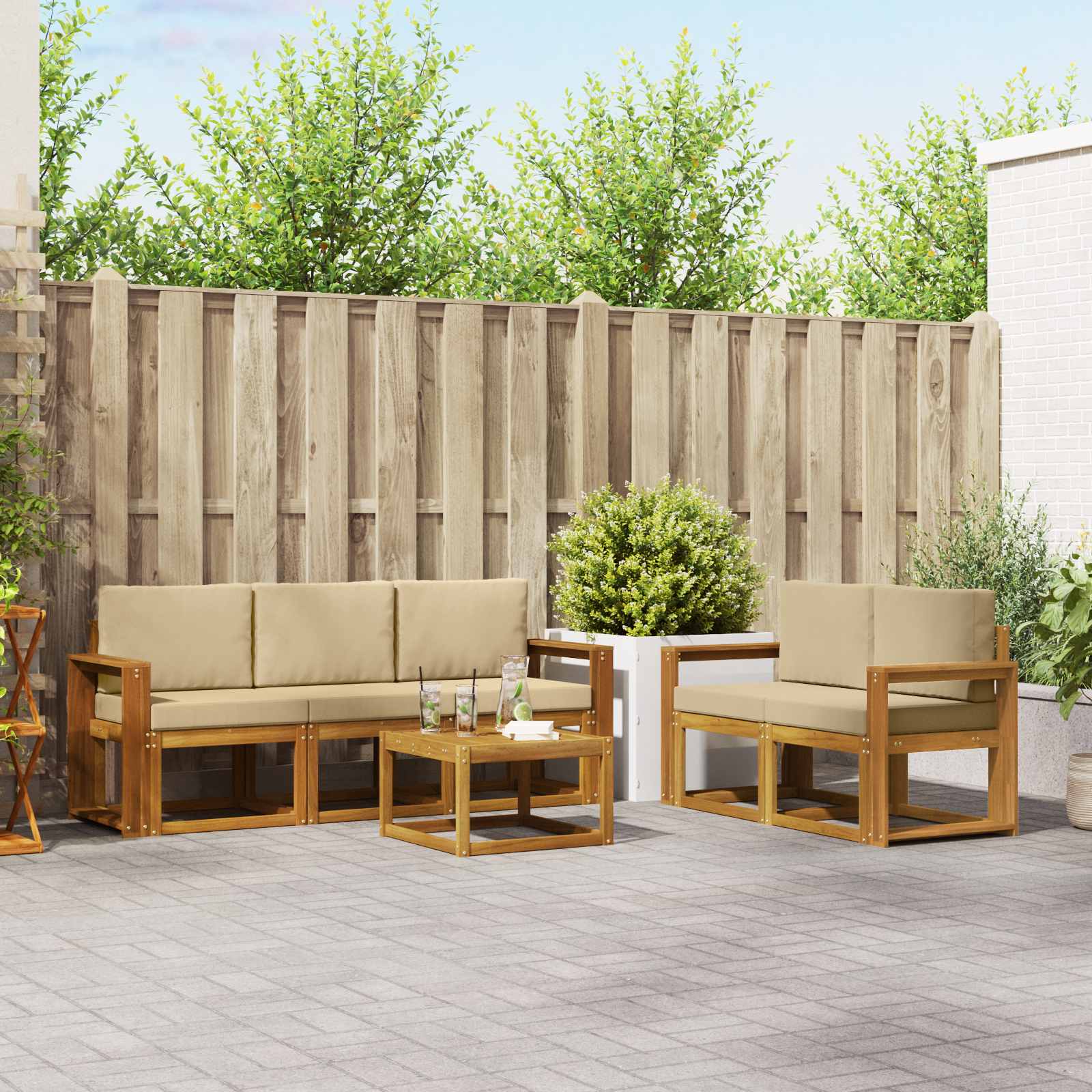 vidaXL Buiten bankenset 6 pcs Naturel Massief Acaciahout