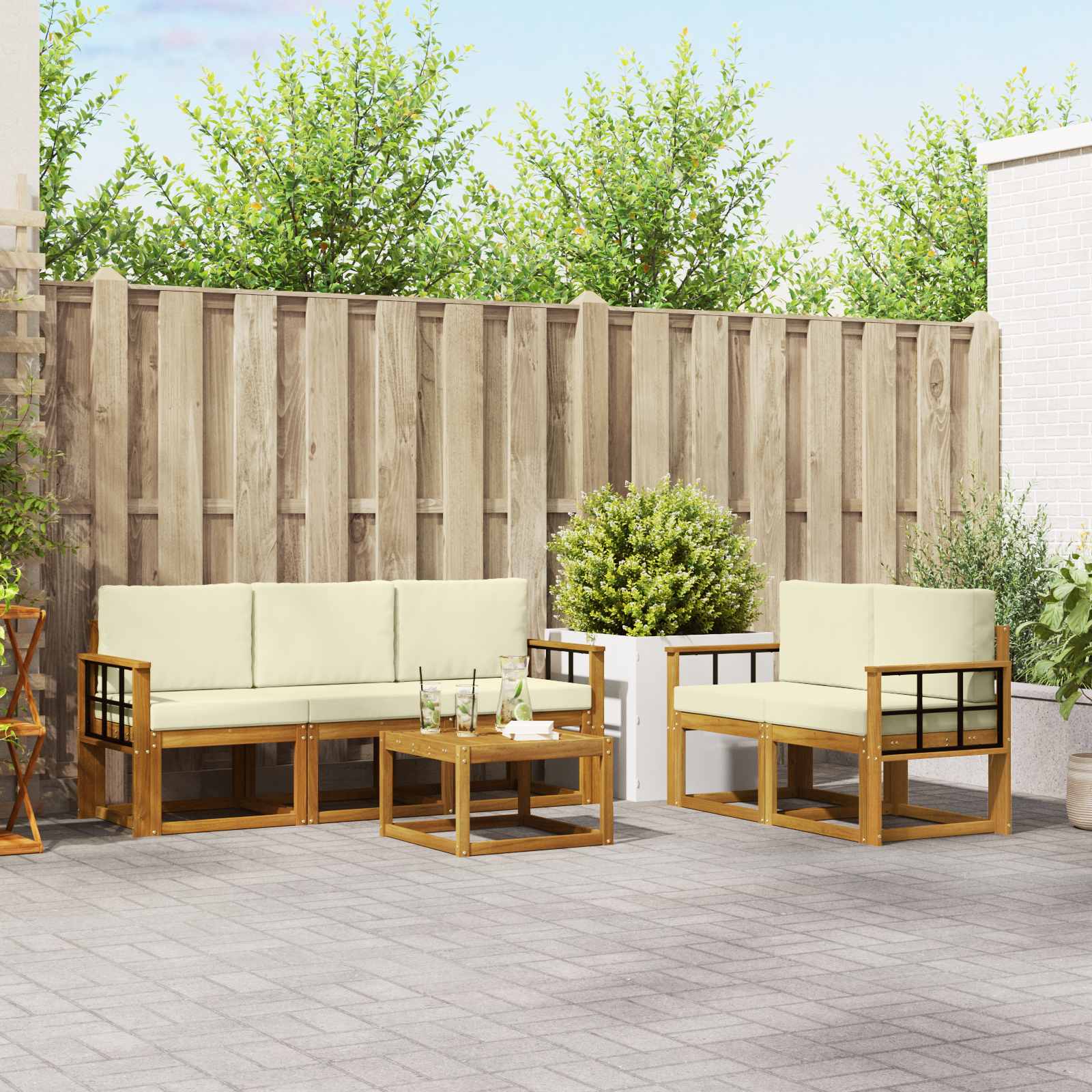 vidaXL Buiten bankenset 6 pcs Naturel Massief Acaciahout