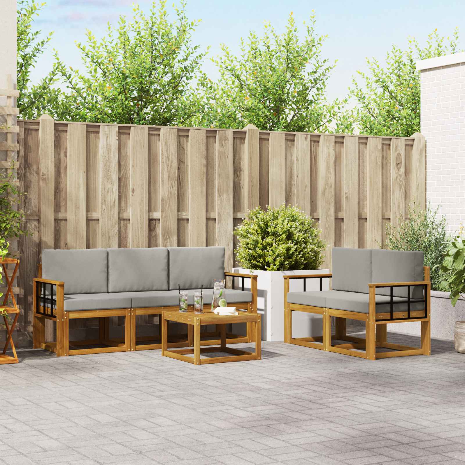 vidaXL Buiten bankenset 6 pcs Naturel Massief Acaciahout