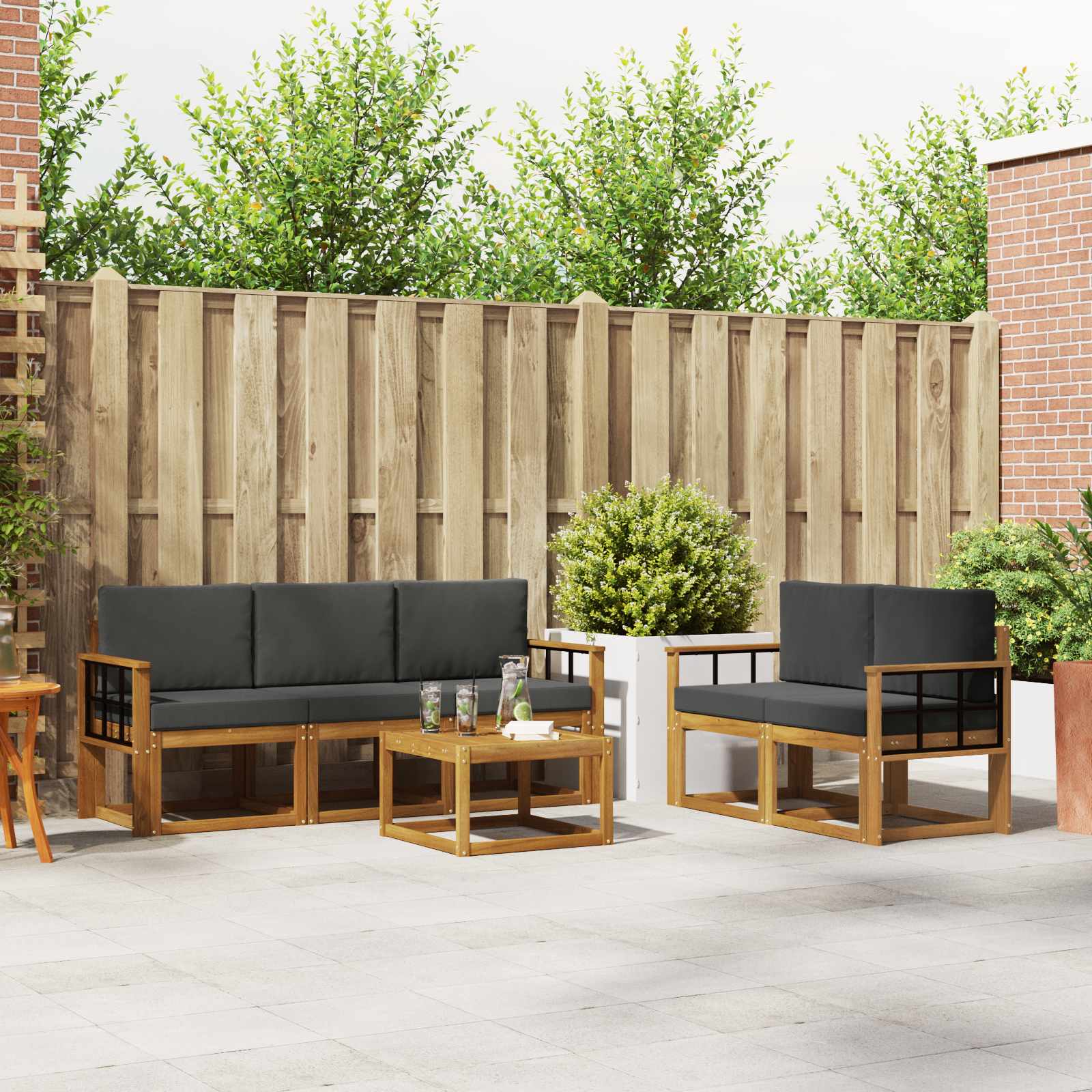 vidaXL Buiten bankenset 6 pcs Naturel Massief Acaciahout