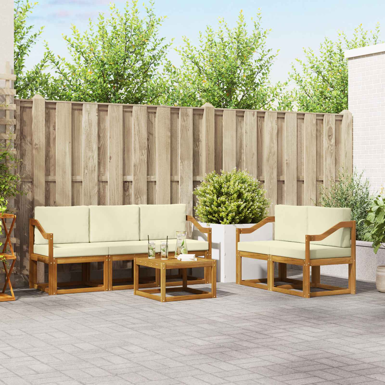 vidaXL Buiten bankenset 6 pcs Naturel Massief Acaciahout