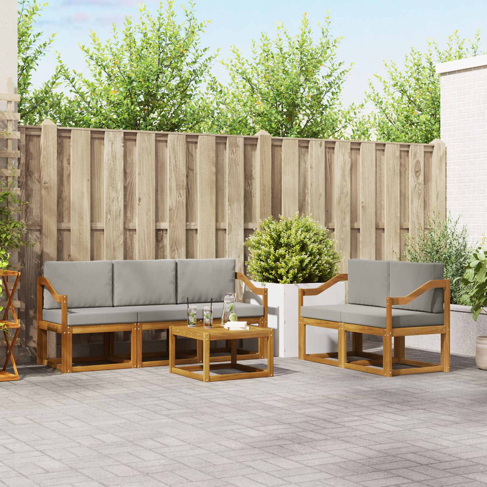 vidaXL Buiten bankenset 6 pcs Naturel Massief Acaciahout