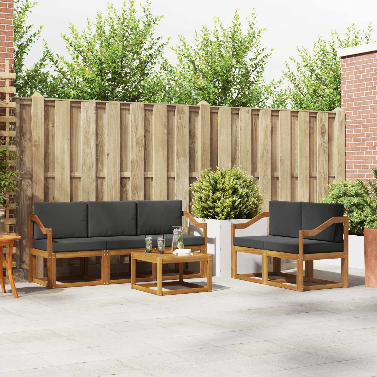 vidaXL Buiten bankenset 6 pcs Naturel Massief Acaciahout