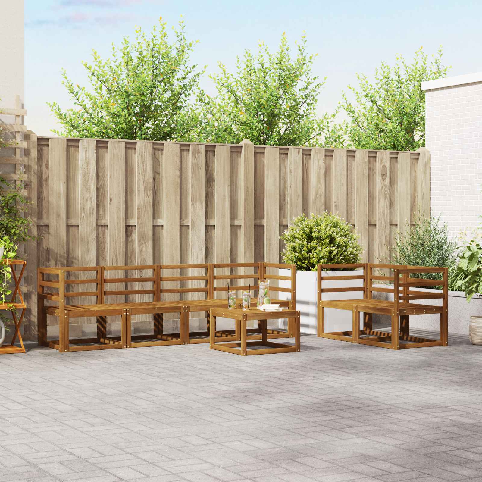 vidaXL Buiten bankenset 7 pcs Naturel Massief Acaciahout