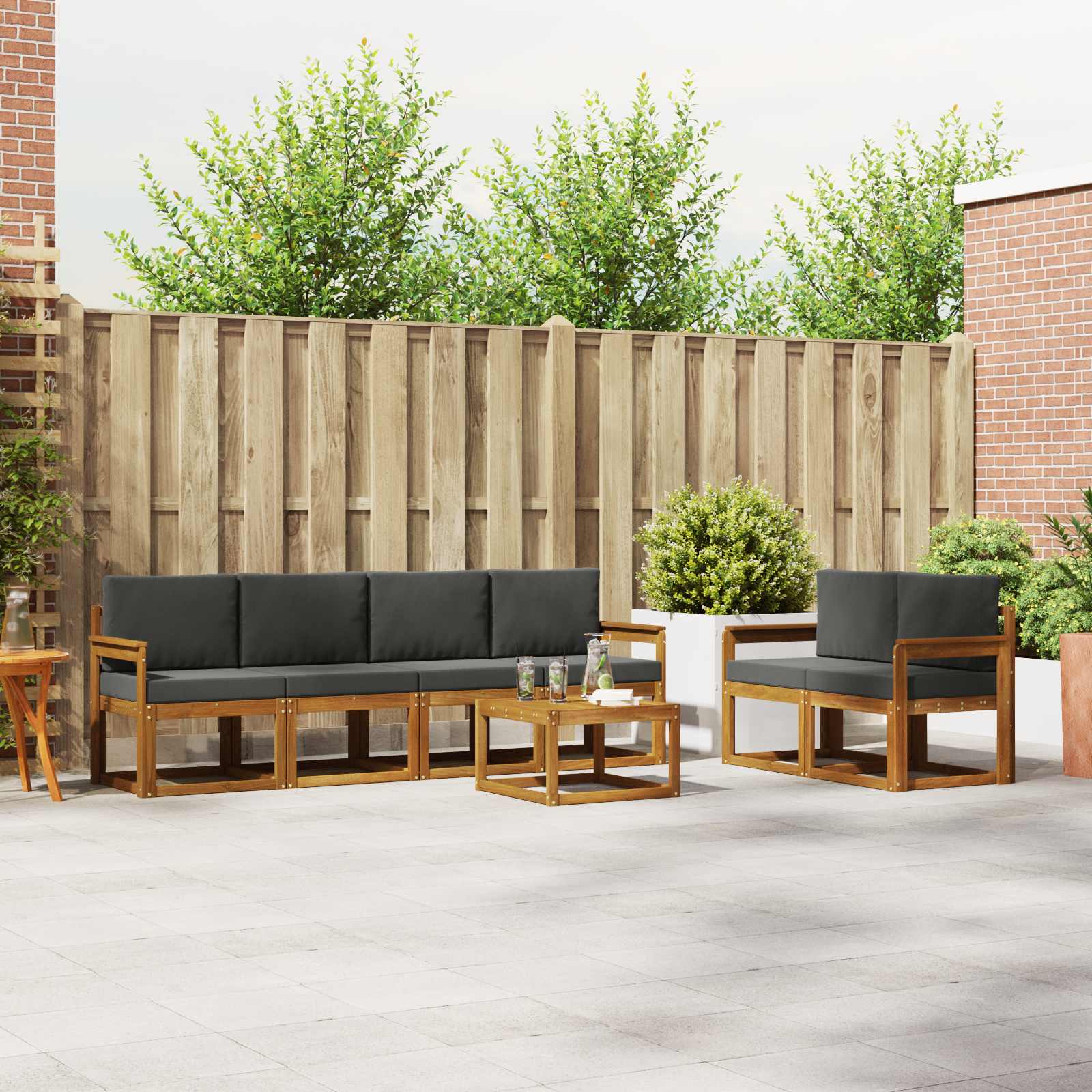 vidaXL Buiten bankenset 7 pcs Naturel Massief Acaciahout
