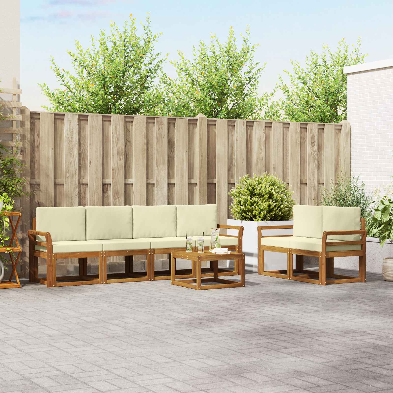vidaXL Buiten bankenset 7 pcs Naturel Massief Acaciahout