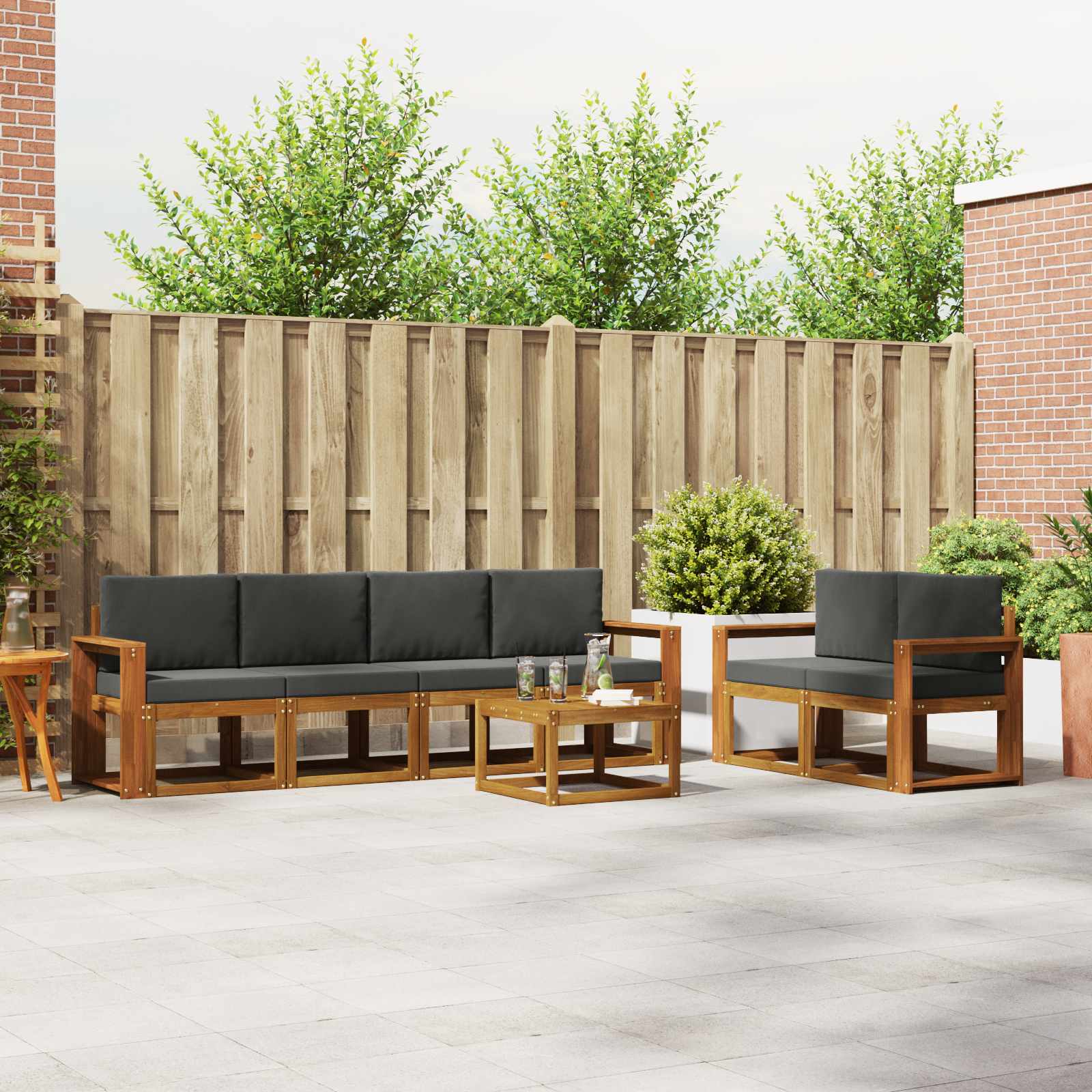 vidaXL Buiten bankenset 7 pcs Naturel Massief Acaciahout