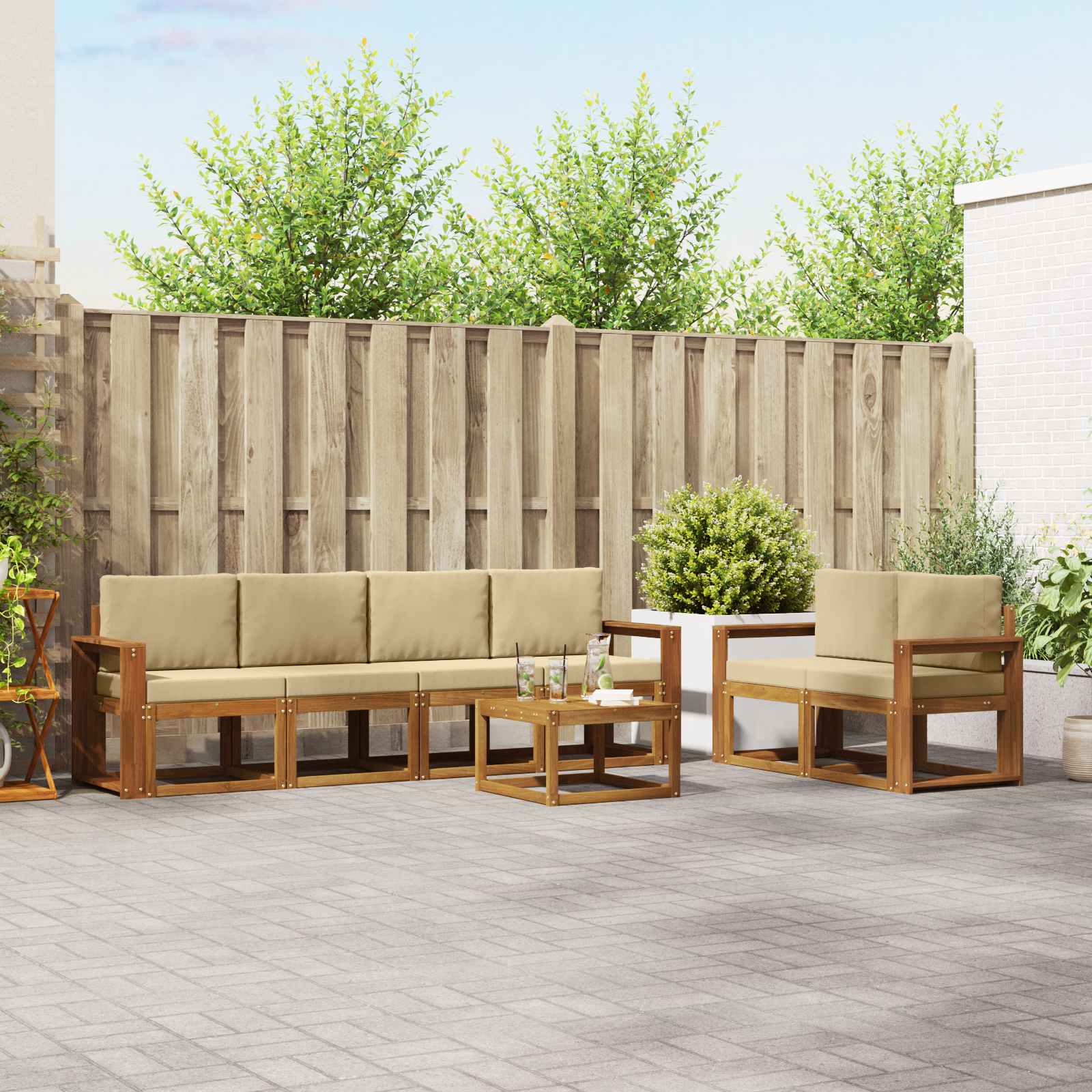 vidaXL Buiten bankenset 7 pcs Naturel Massief Acaciahout