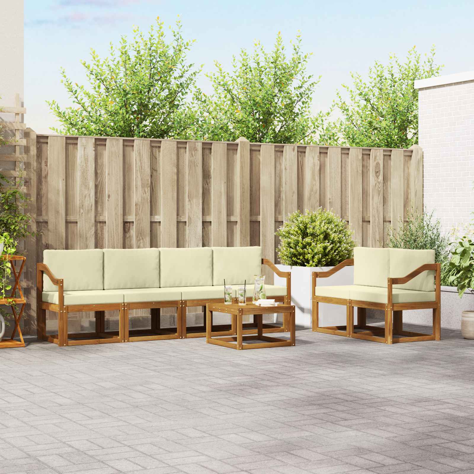 vidaXL Buiten bankenset 7 pcs Naturel Massief Acaciahout