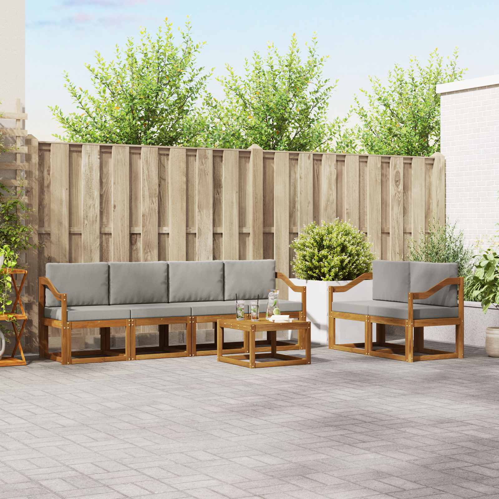 vidaXL Buiten bankenset 7 pcs Naturel Massief Acaciahout