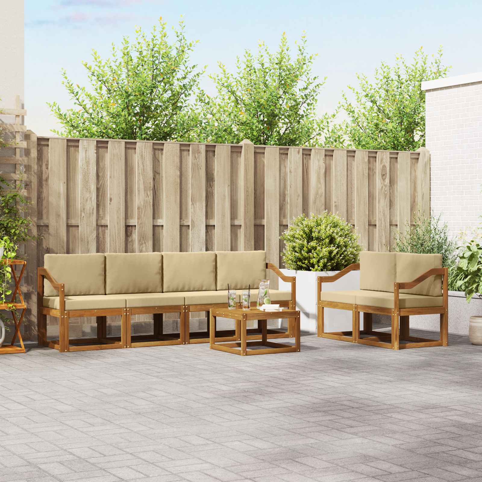 vidaXL Buiten bankenset 7 pcs Naturel Massief Acaciahout