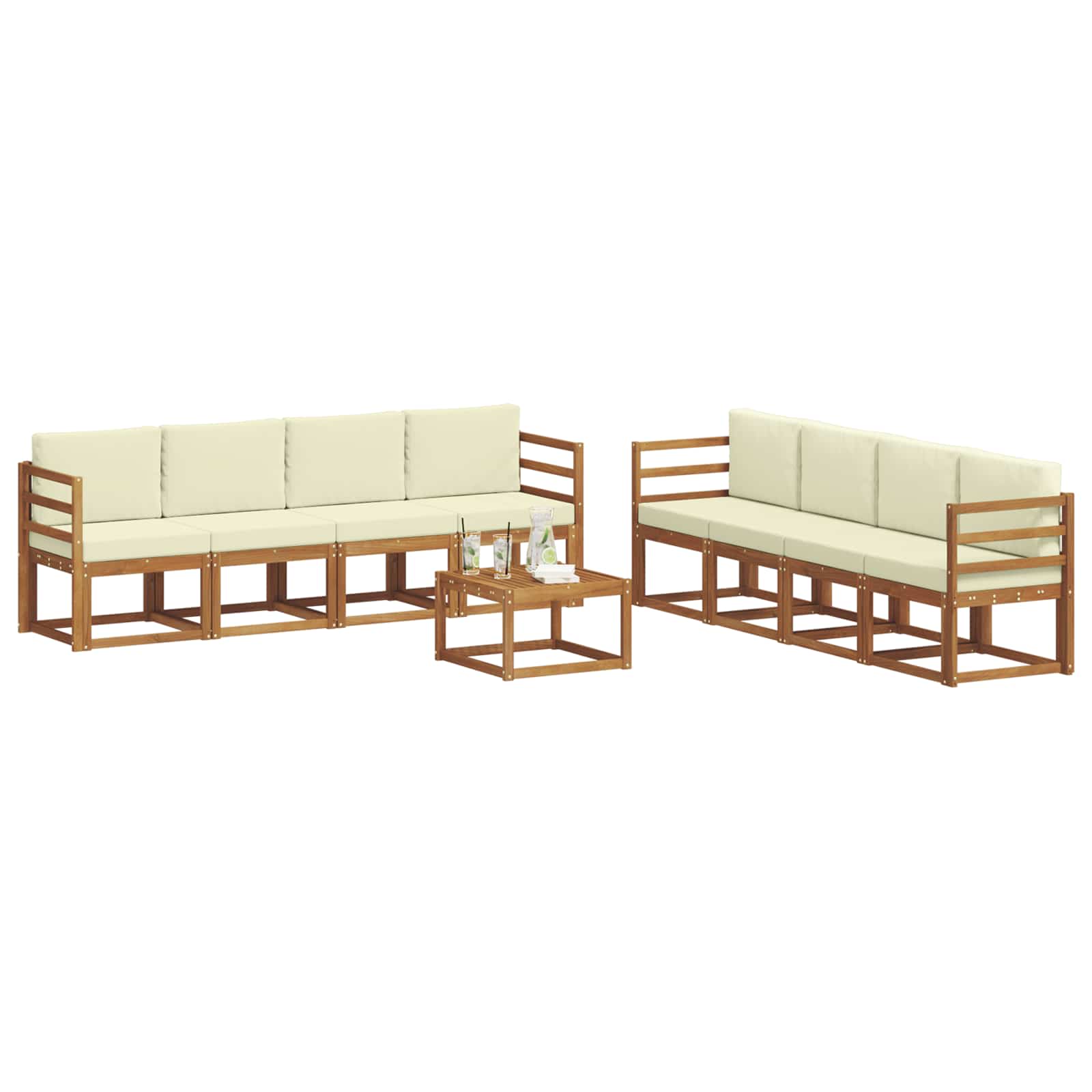 vidaXL Buiten bankenset 9 pcs Naturel Massief Acaciahout
