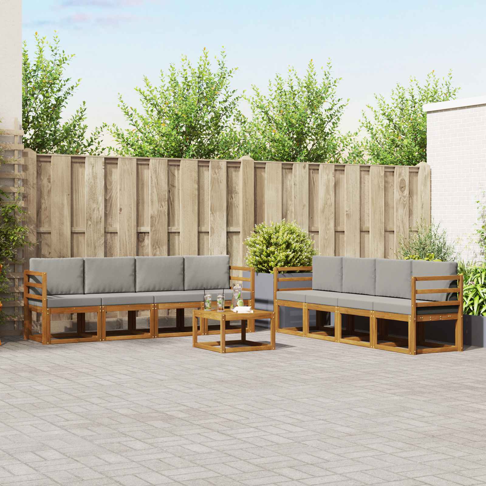 vidaXL Buiten bankenset 9 pcs Naturel Massief Acaciahout