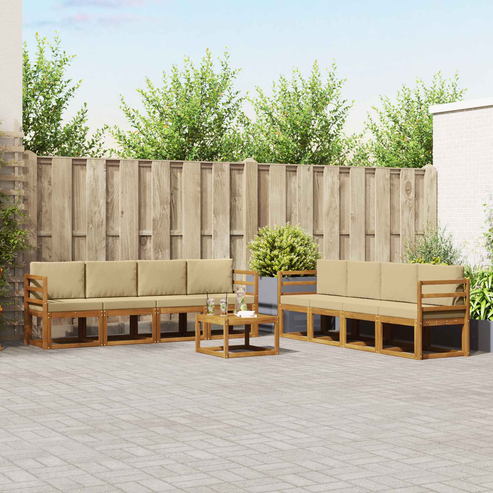 vidaXL Buiten bankenset 9 pcs Naturel Massief Acaciahout