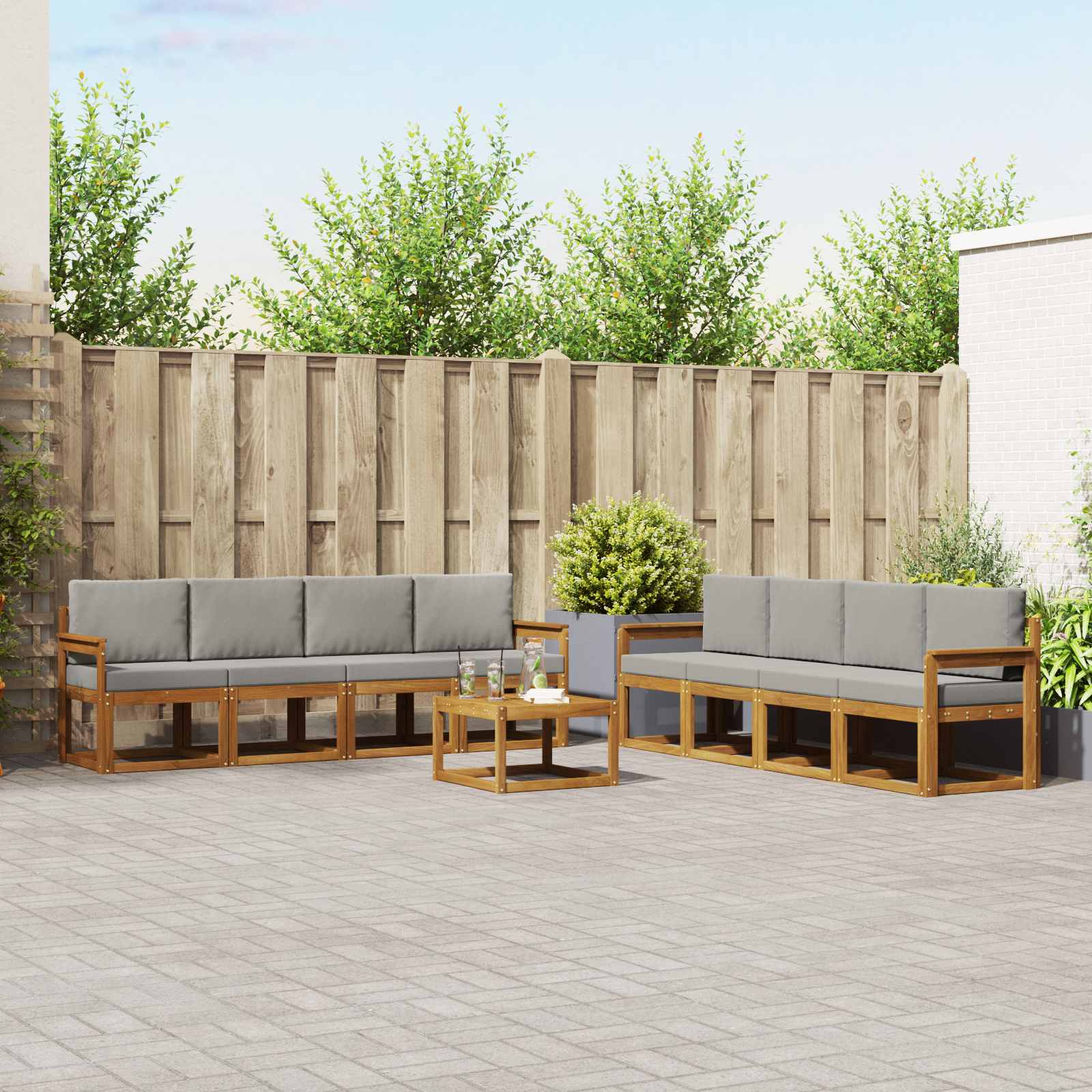 vidaXL Buiten bankenset 9 pcs Naturel Massief Acaciahout