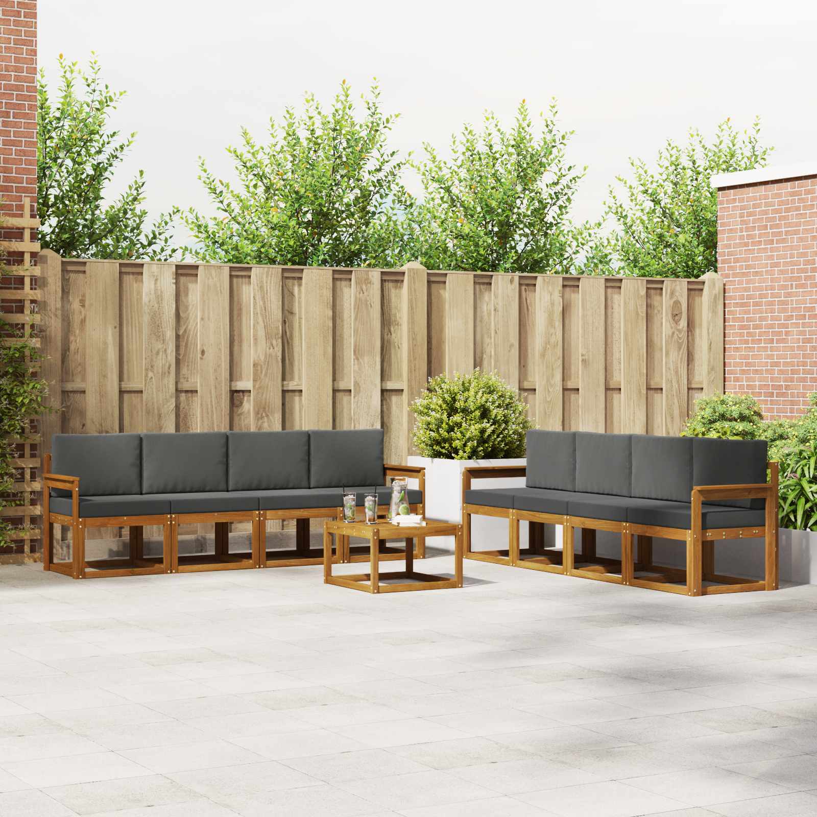 vidaXL Buiten bankenset 9 pcs Naturel Massief Acaciahout
