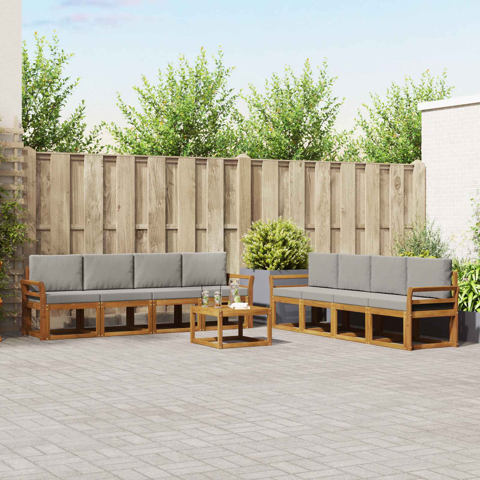 vidaXL Buiten bankenset 9 pcs Naturel Massief Acaciahout