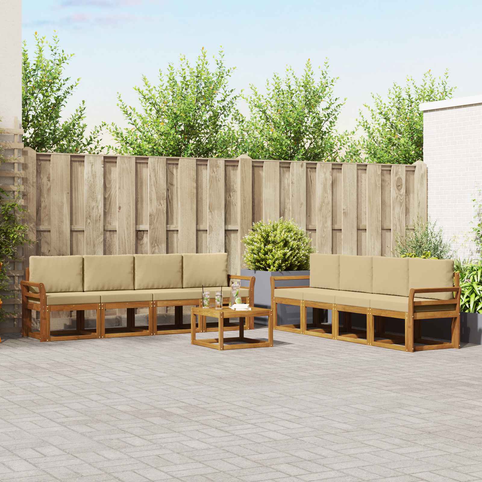 vidaXL Buiten bankenset 9 pcs Naturel Massief Acaciahout