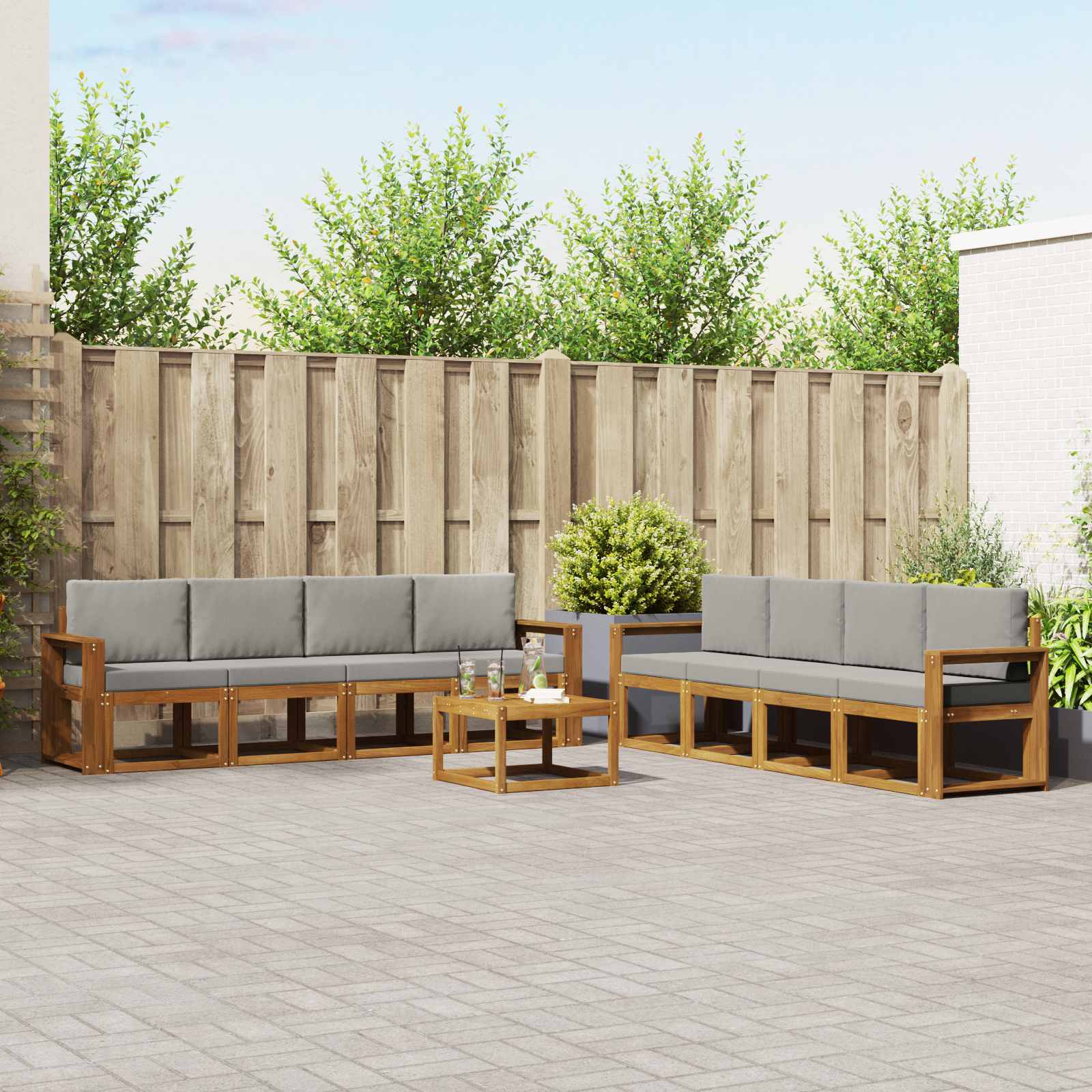 vidaXL Buiten bankenset 9 pcs Naturel Massief Acaciahout