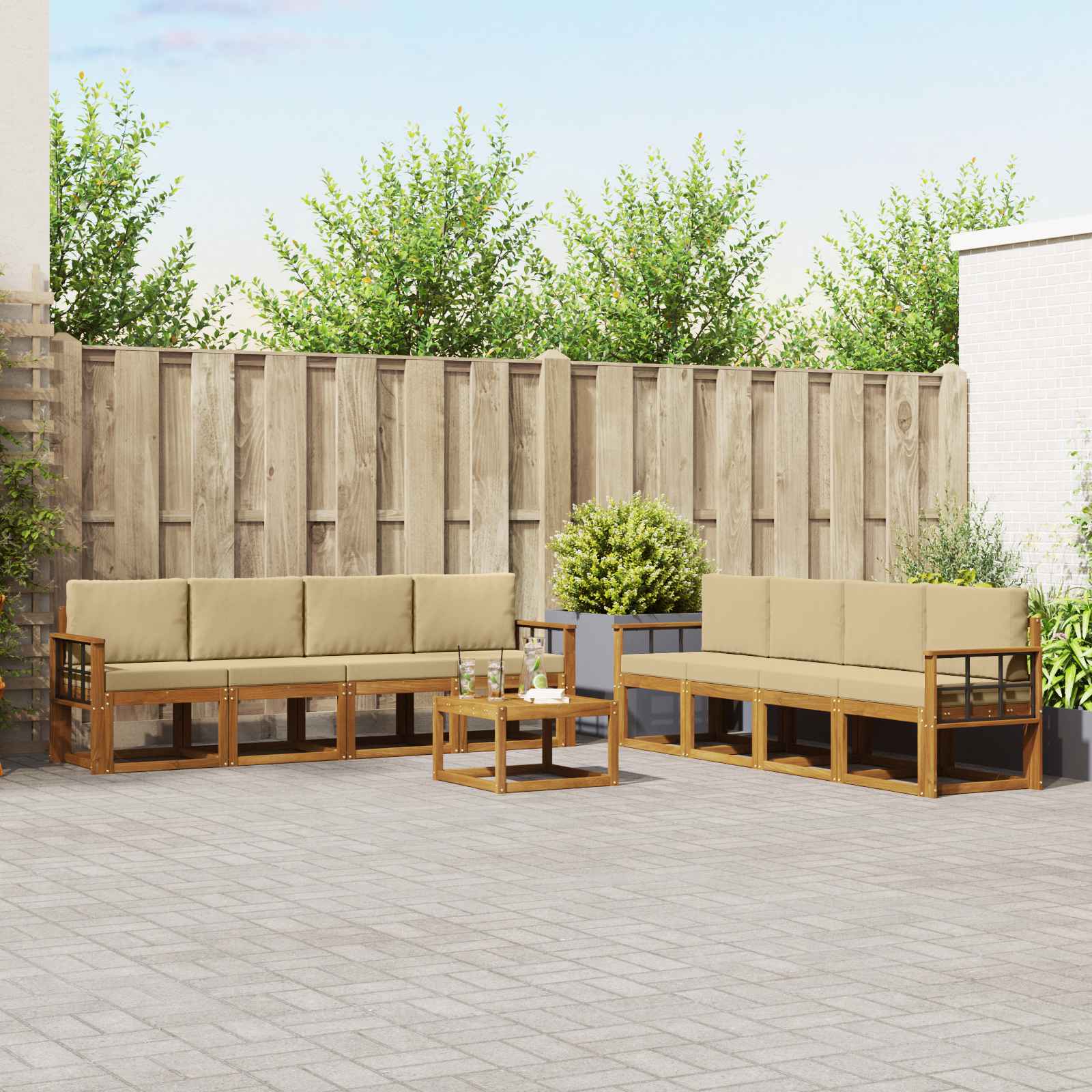 vidaXL Buiten bankenset 9 pcs Naturel Massief Acaciahout