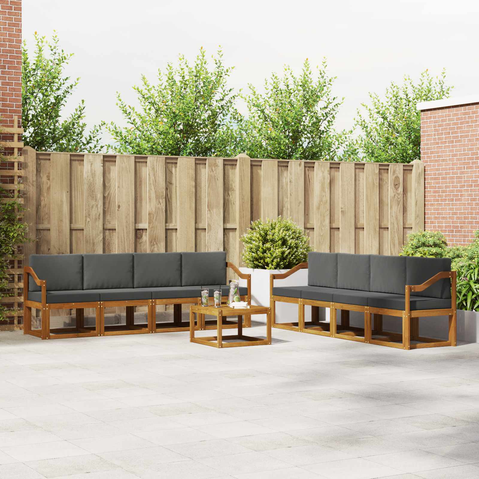vidaXL Buiten bankenset 9 pcs Naturel Massief Acaciahout