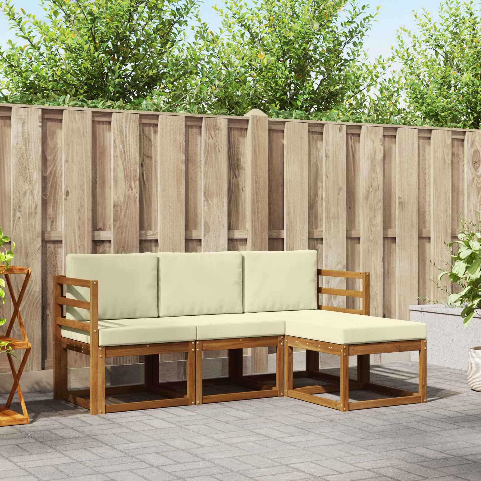 vidaXL Buiten bankenset 4 pcs Naturel
