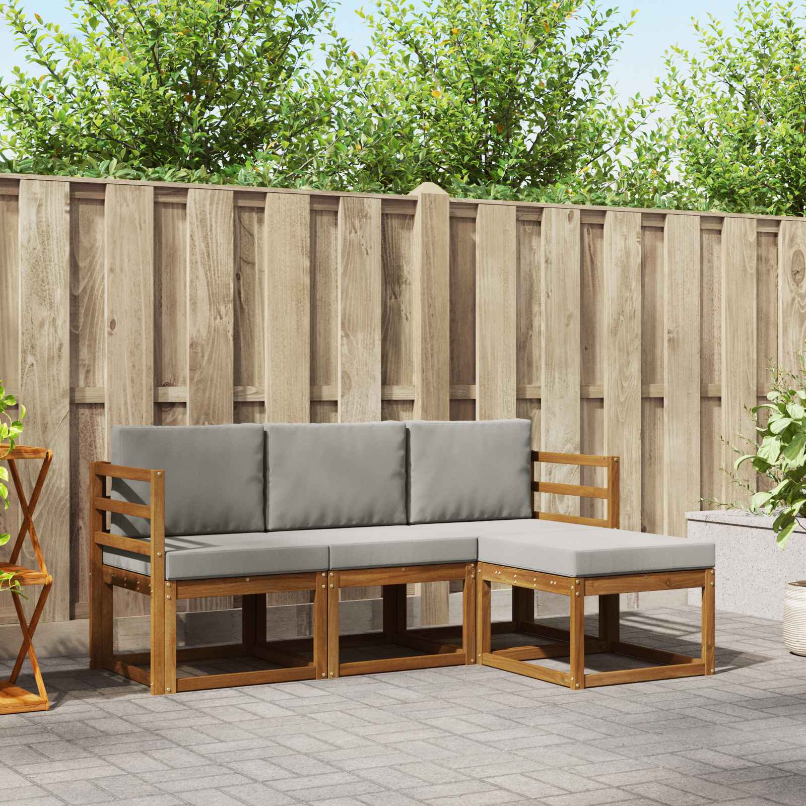 vidaXL Buiten bankenset 4 pcs Naturel