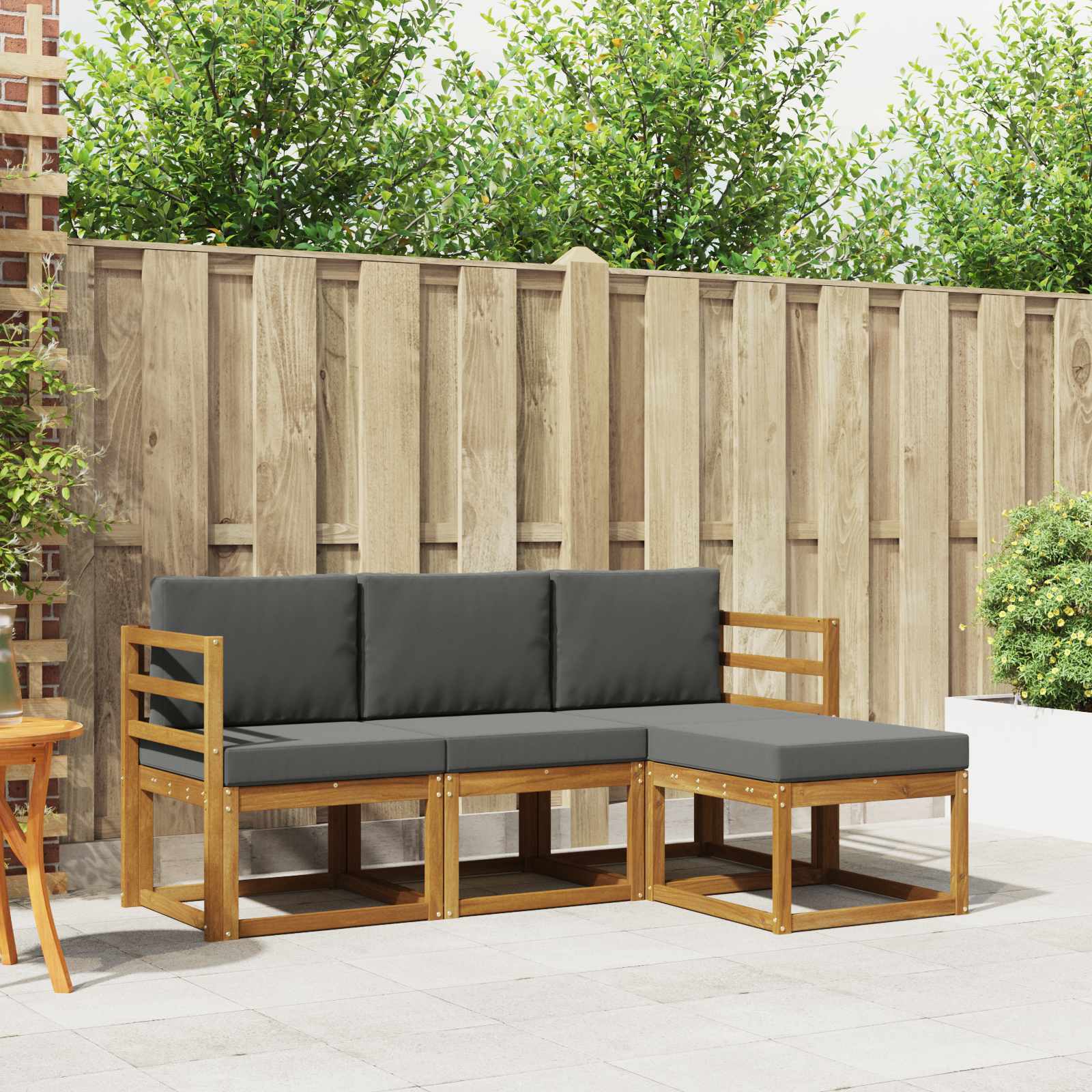 vidaXL Buiten bankenset 4 pcs Naturel