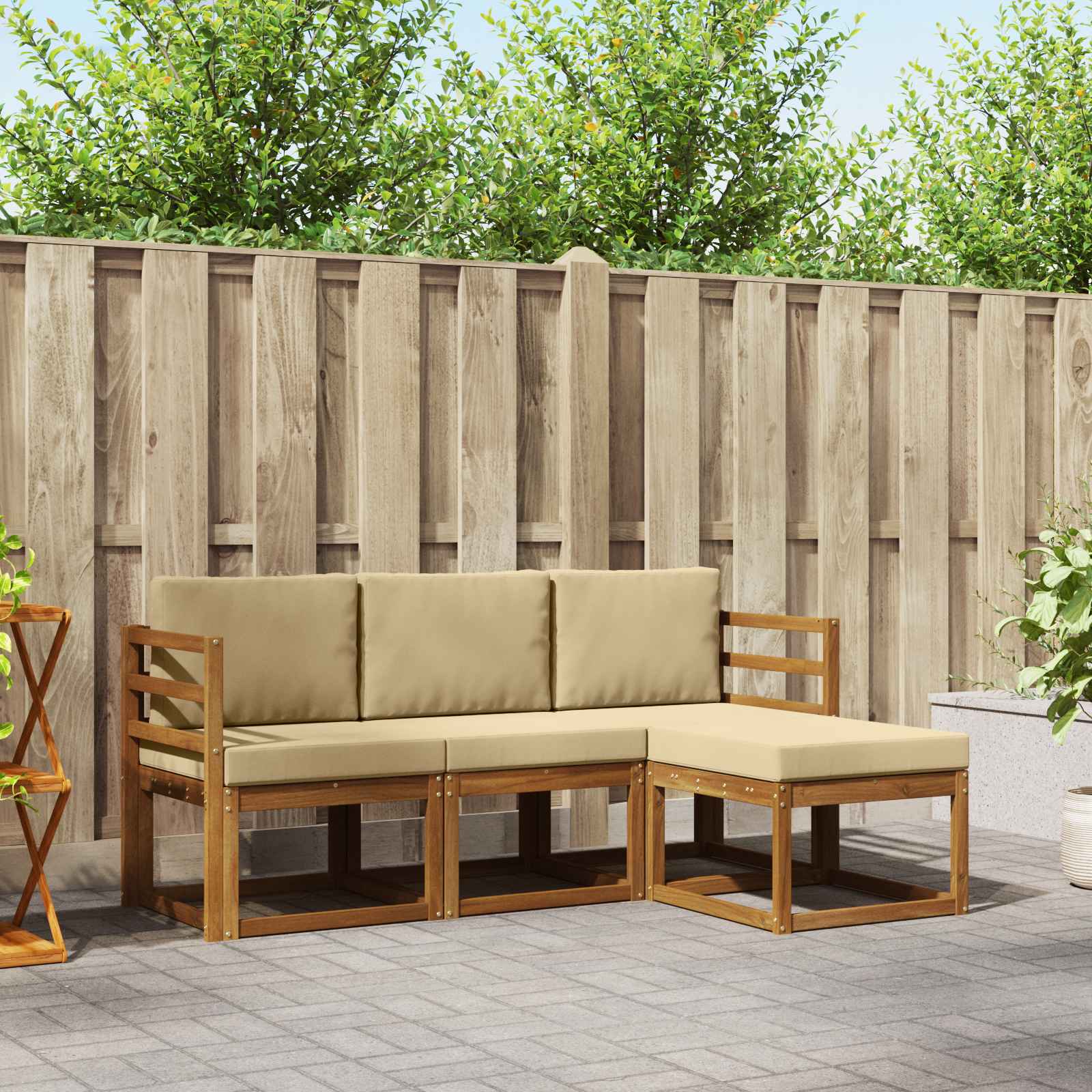 vidaXL Buiten bankenset 4 pcs Naturel