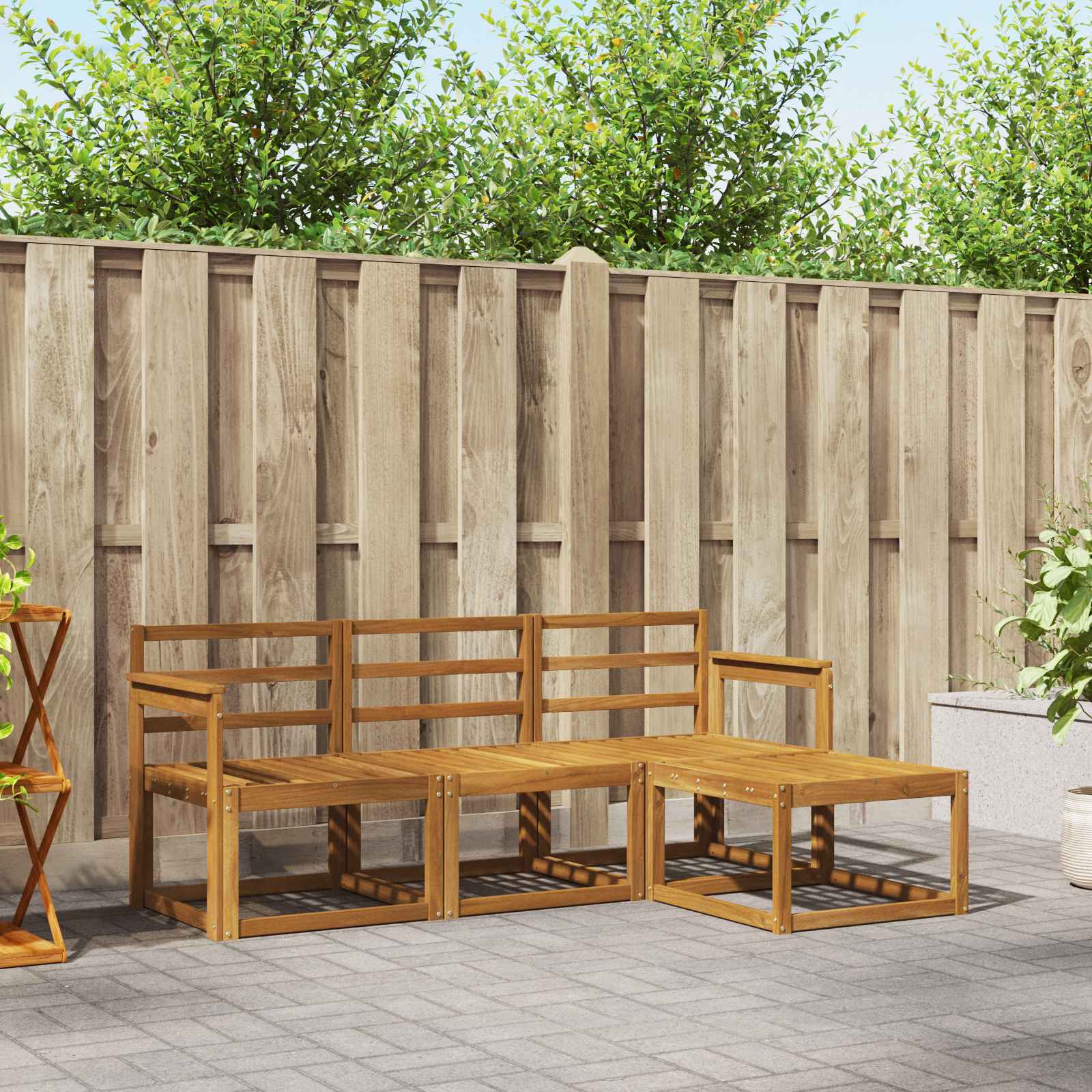 vidaXL Buiten bankenset 4 pcs Naturel