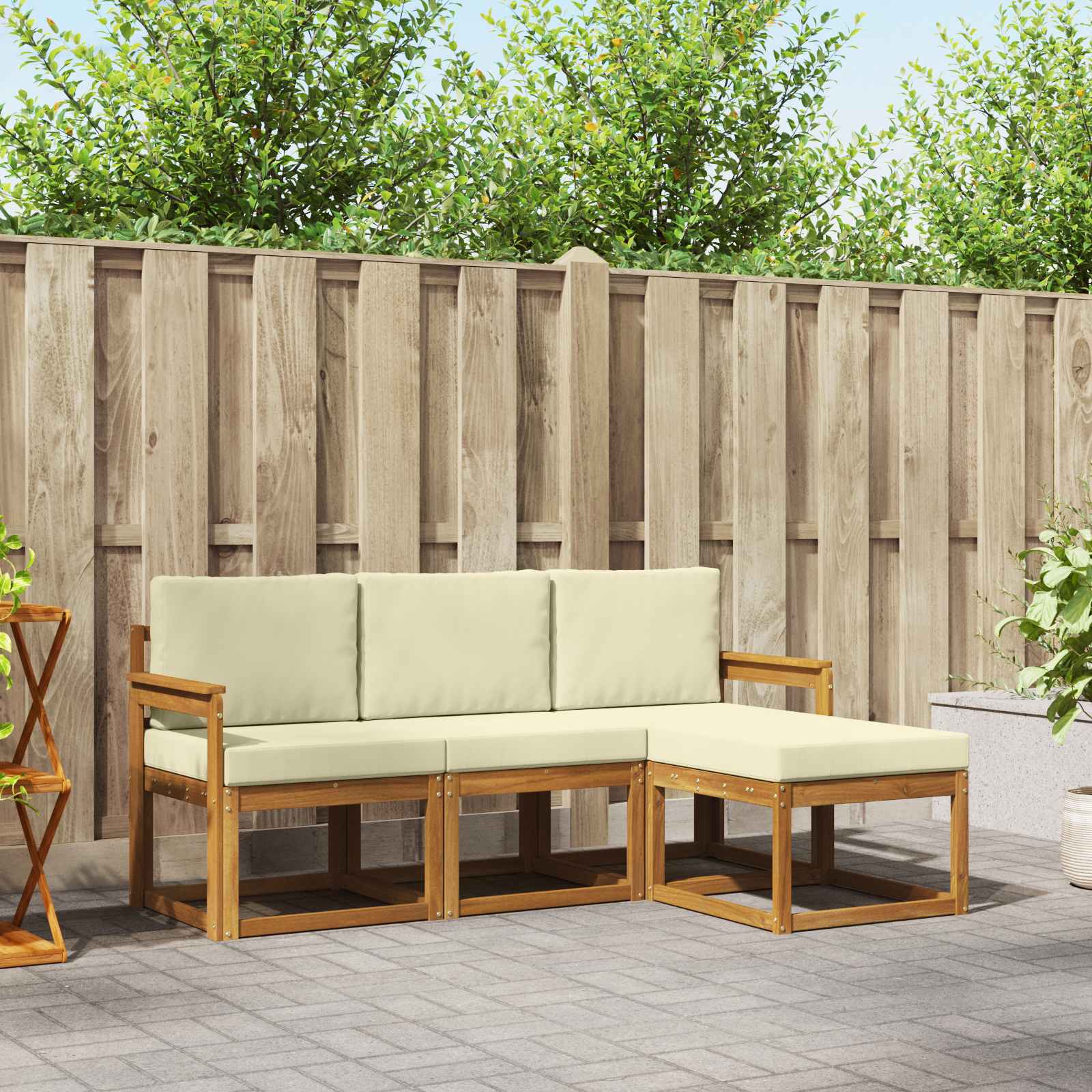 vidaXL Buiten bankenset 4 pcs Naturel
