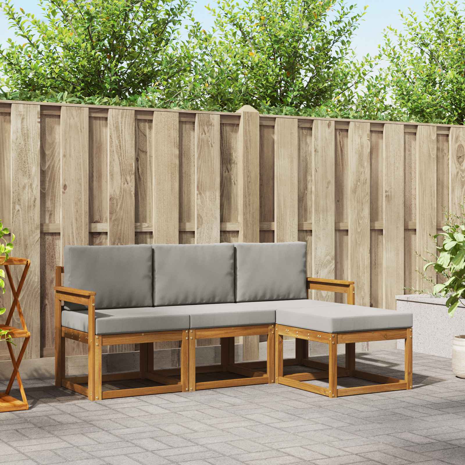 vidaXL Buiten bankenset 4 pcs Naturel
