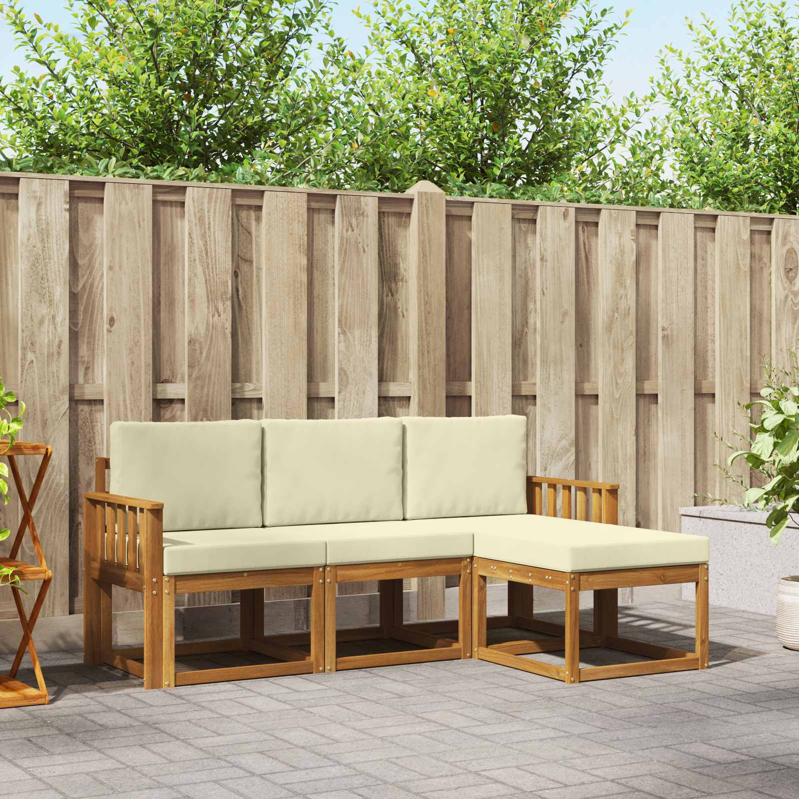 vidaXL Buiten bankenset 4 pcs Naturel