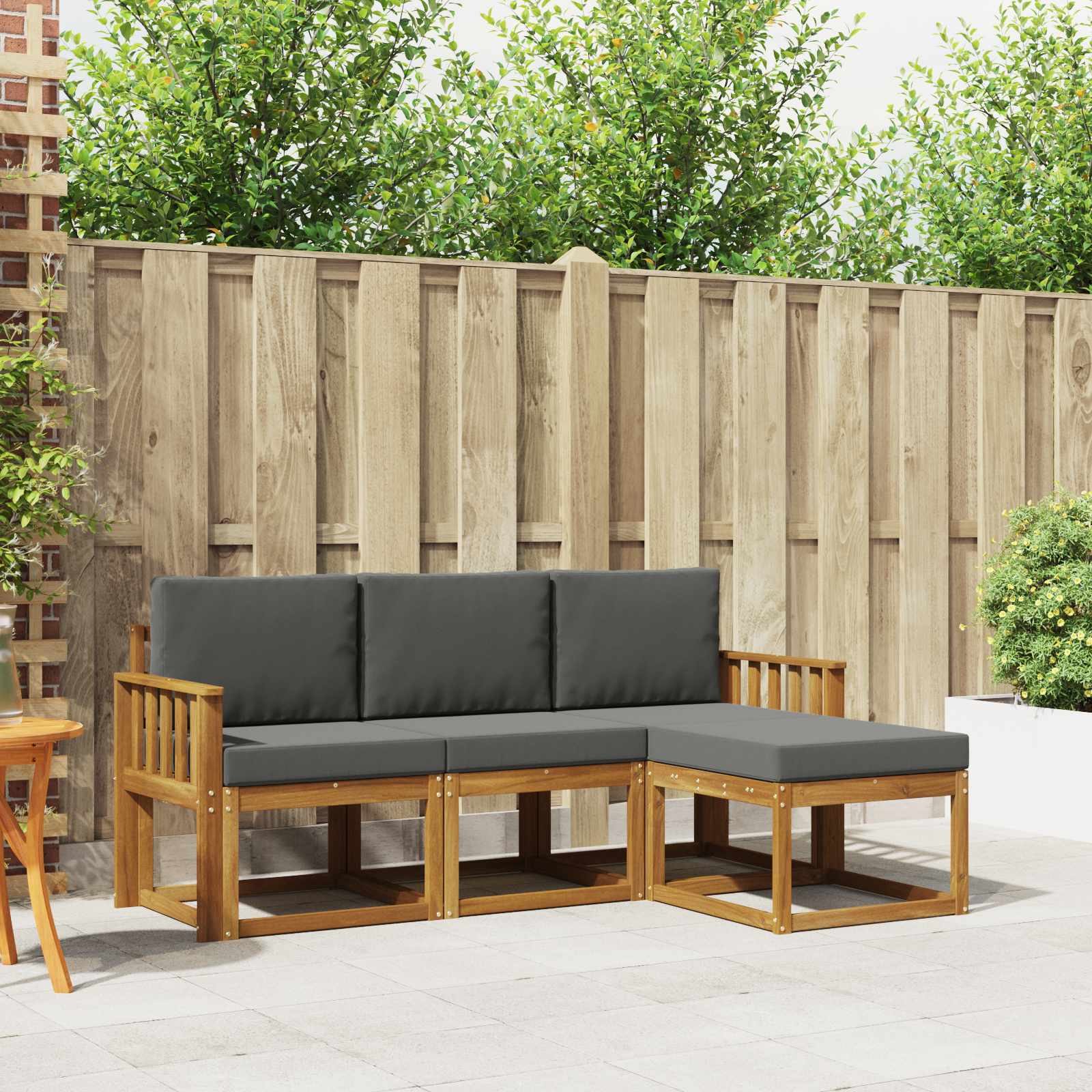 vidaXL Buiten bankenset 4 pcs Naturel