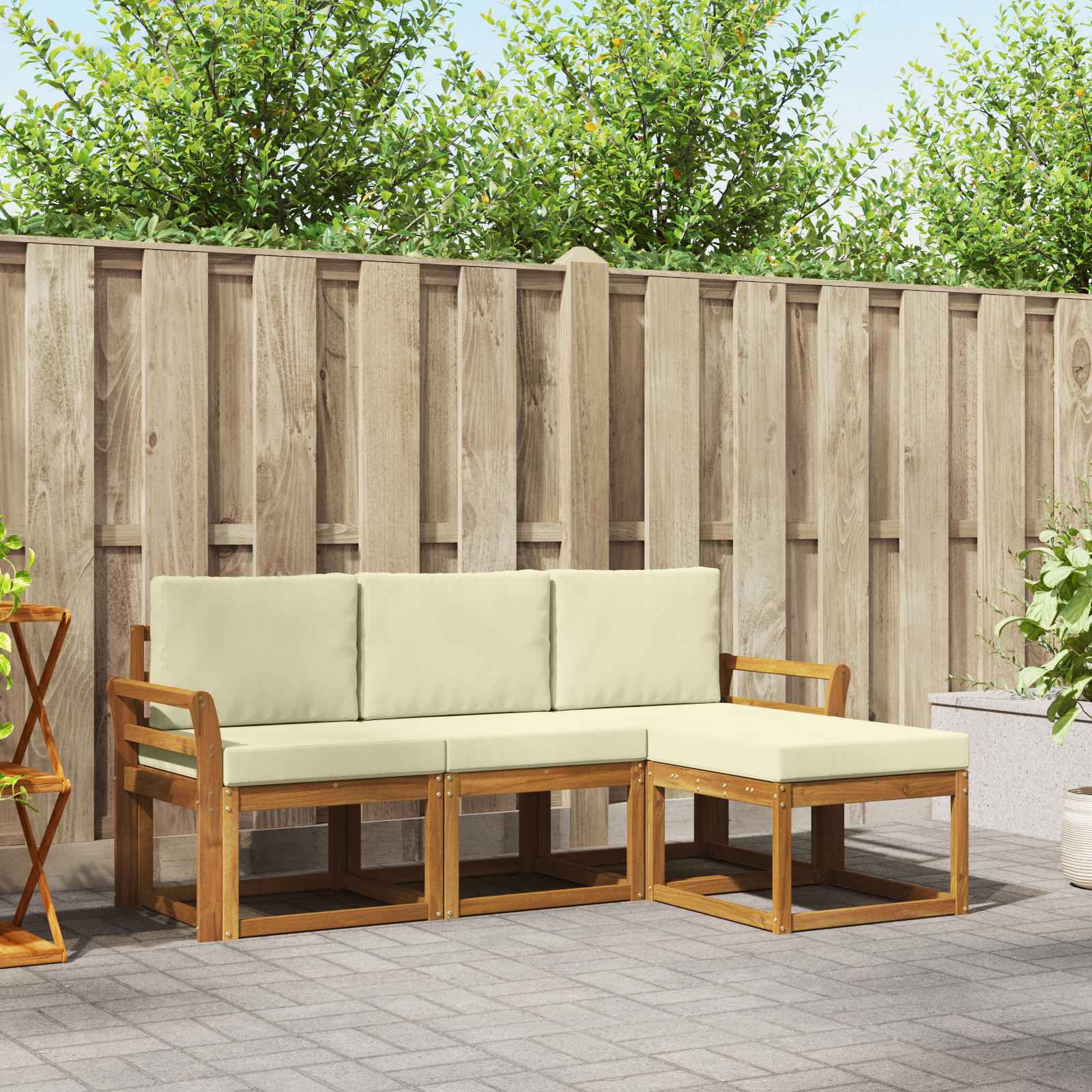 vidaXL Buiten bankenset 4 pcs Naturel